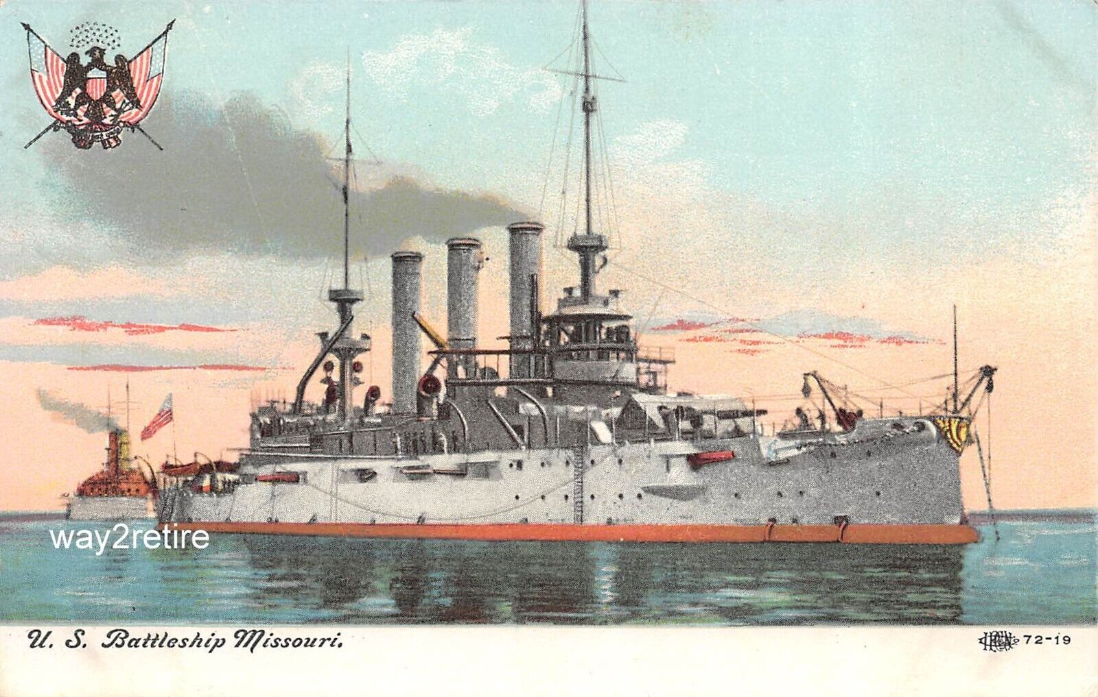 Postcard Military Battleship USS Missouri (BB-11) US Navy 1906