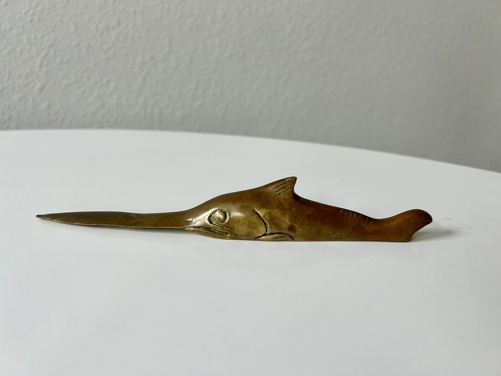 Vintage Brass Nautical Swordfish letter opener Fish Decor Desk