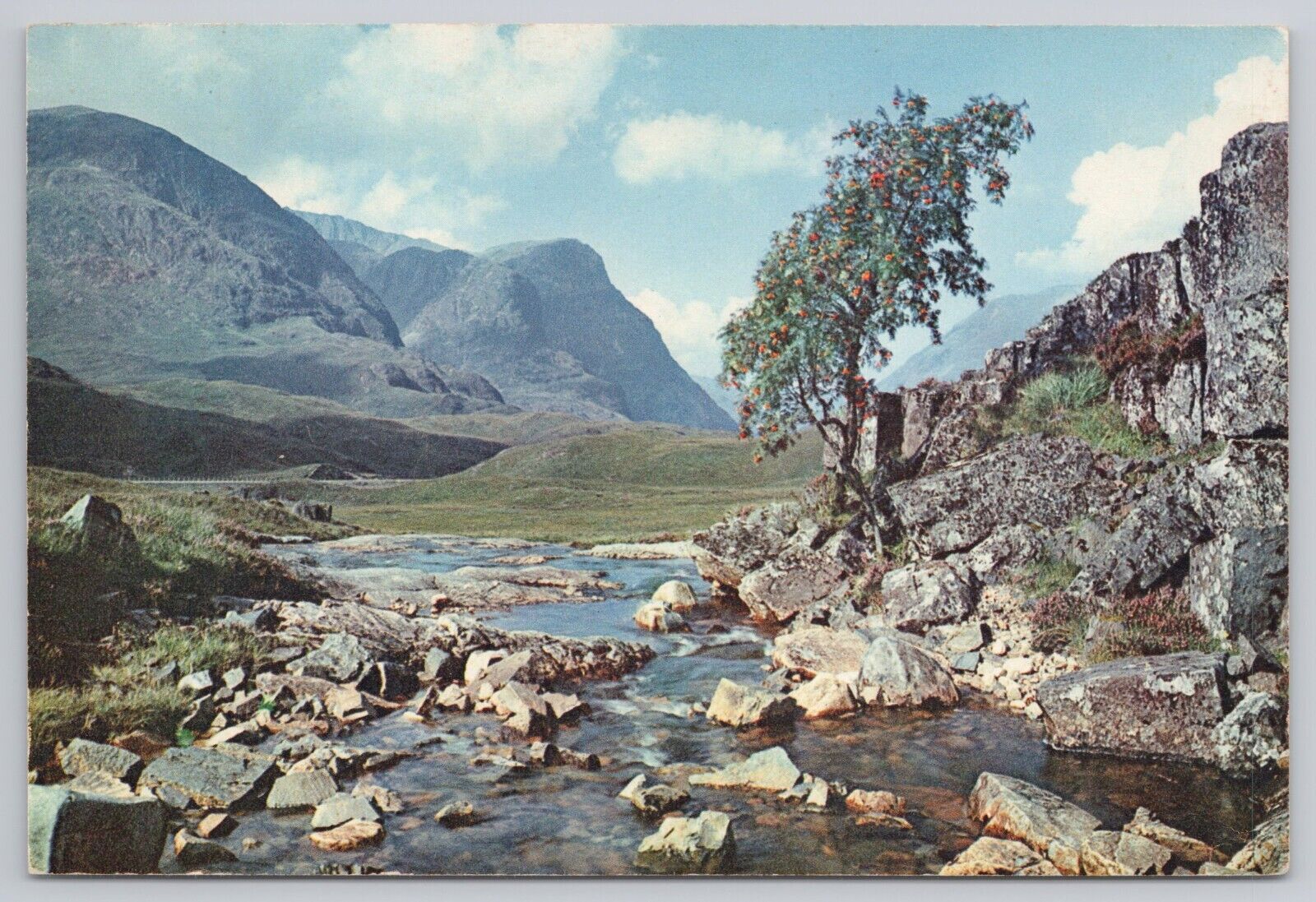 Postcard The River Coe Glencoe Argyll Scotland The Tree Sisters in Background