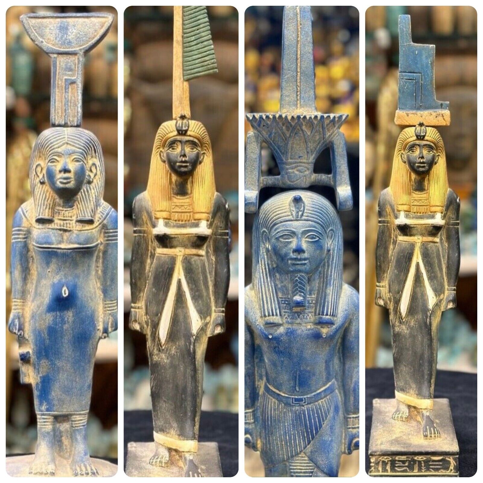 A gathering of four mesmerizing Pharaonic statues Isis ,Nephthys ,Nefertum ,Maat