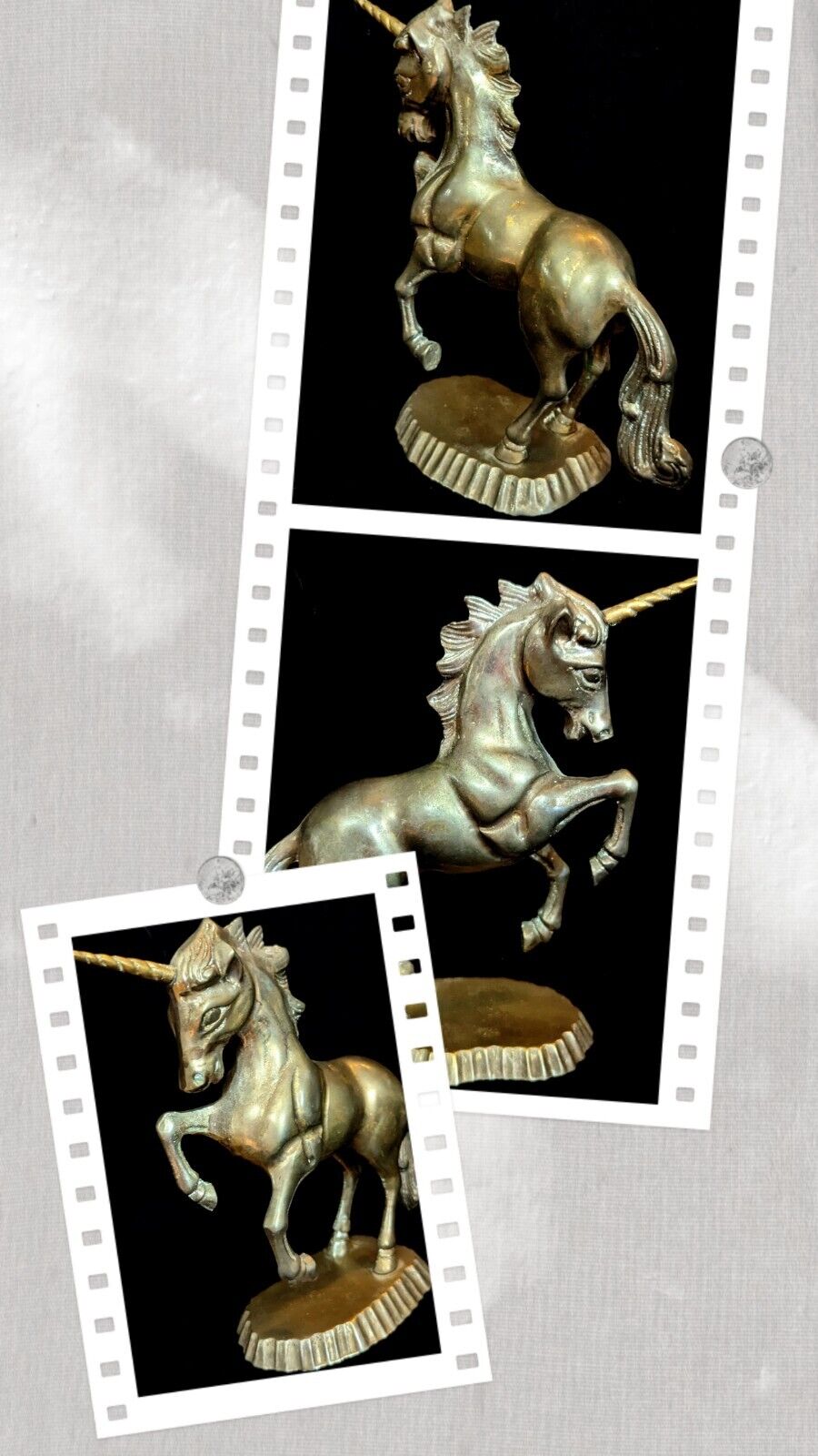 Vintage Brass Unicorn Figural Sculpture Andrea by Sadek Mythical Fantasy Statue