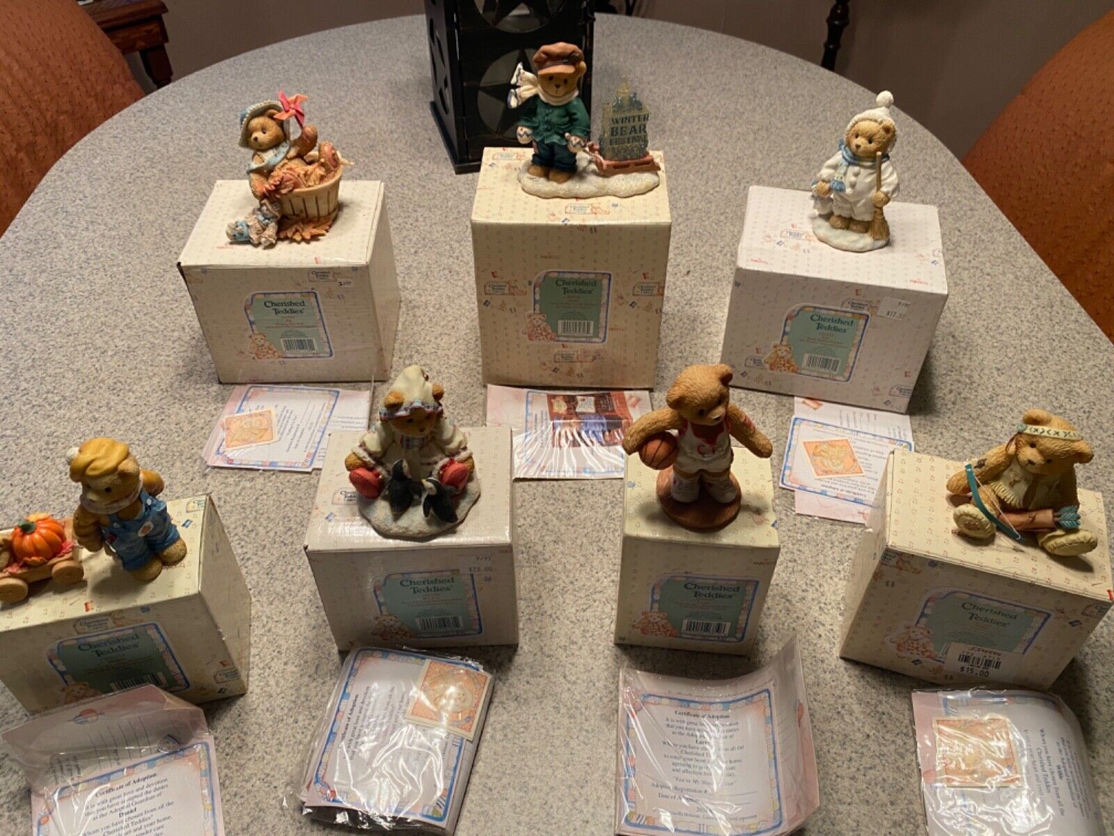 Cherished Teddies By Enesco Lot of 7 with Boxes NEW/OLD STOCK Green Label