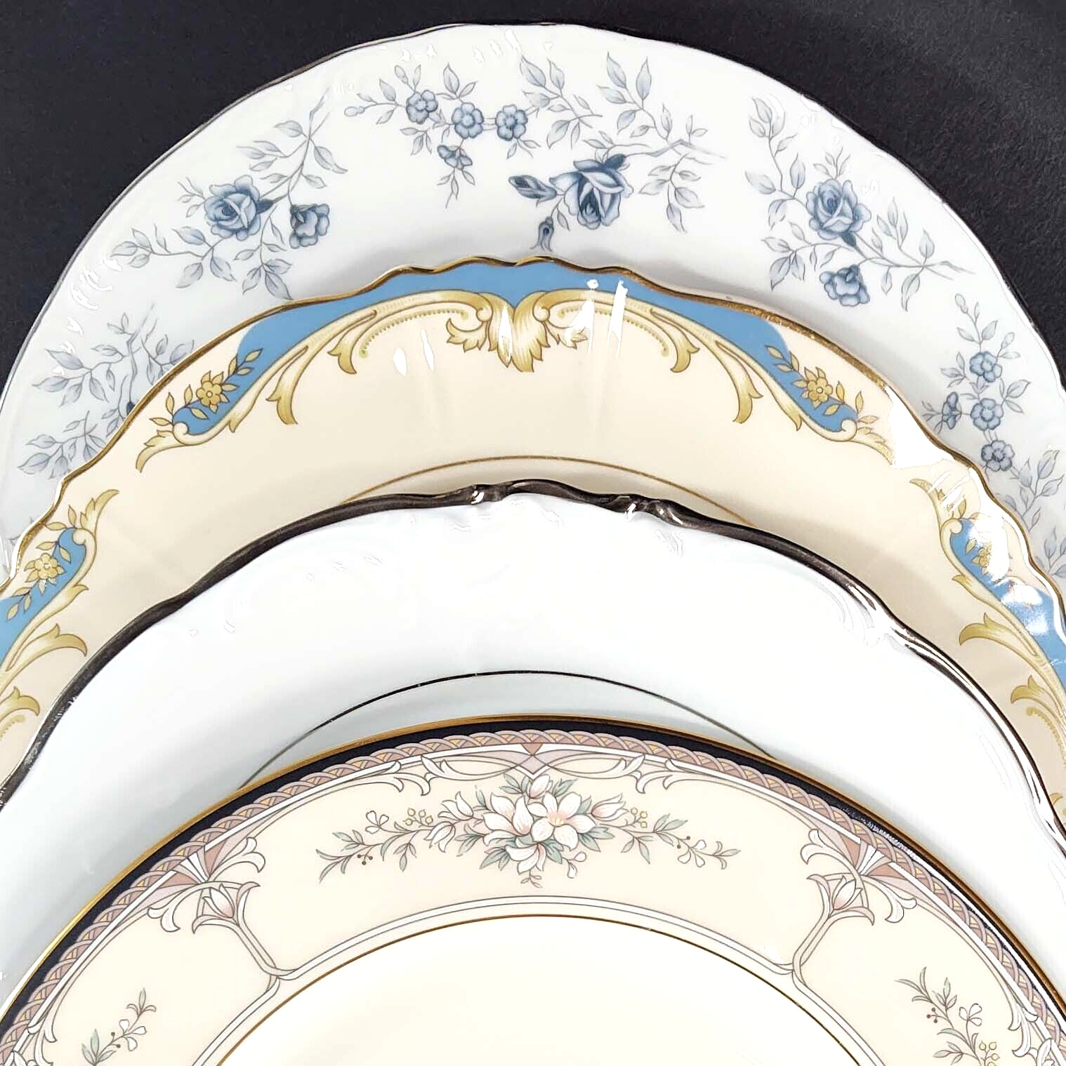 Mismatched Dinner Plates Vintage Floral China Plates Mixed Patterns Set of 4