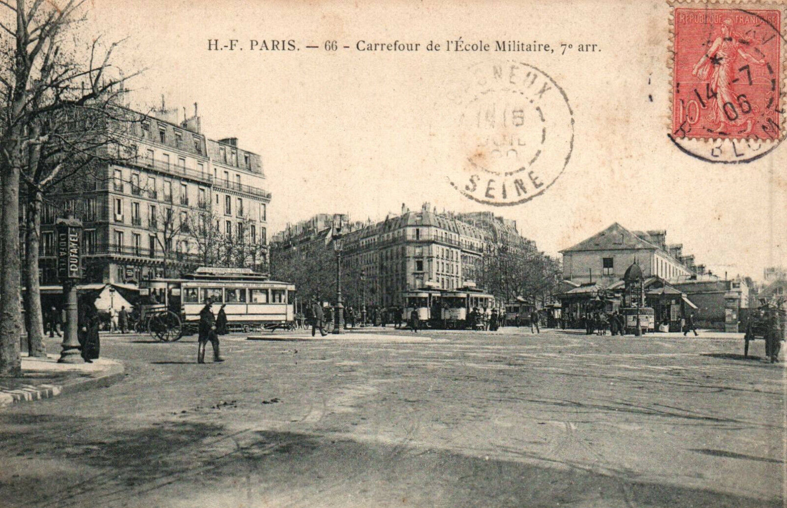 CPA 75 - PARIS - 66. Crossroads of the Military School (tram)