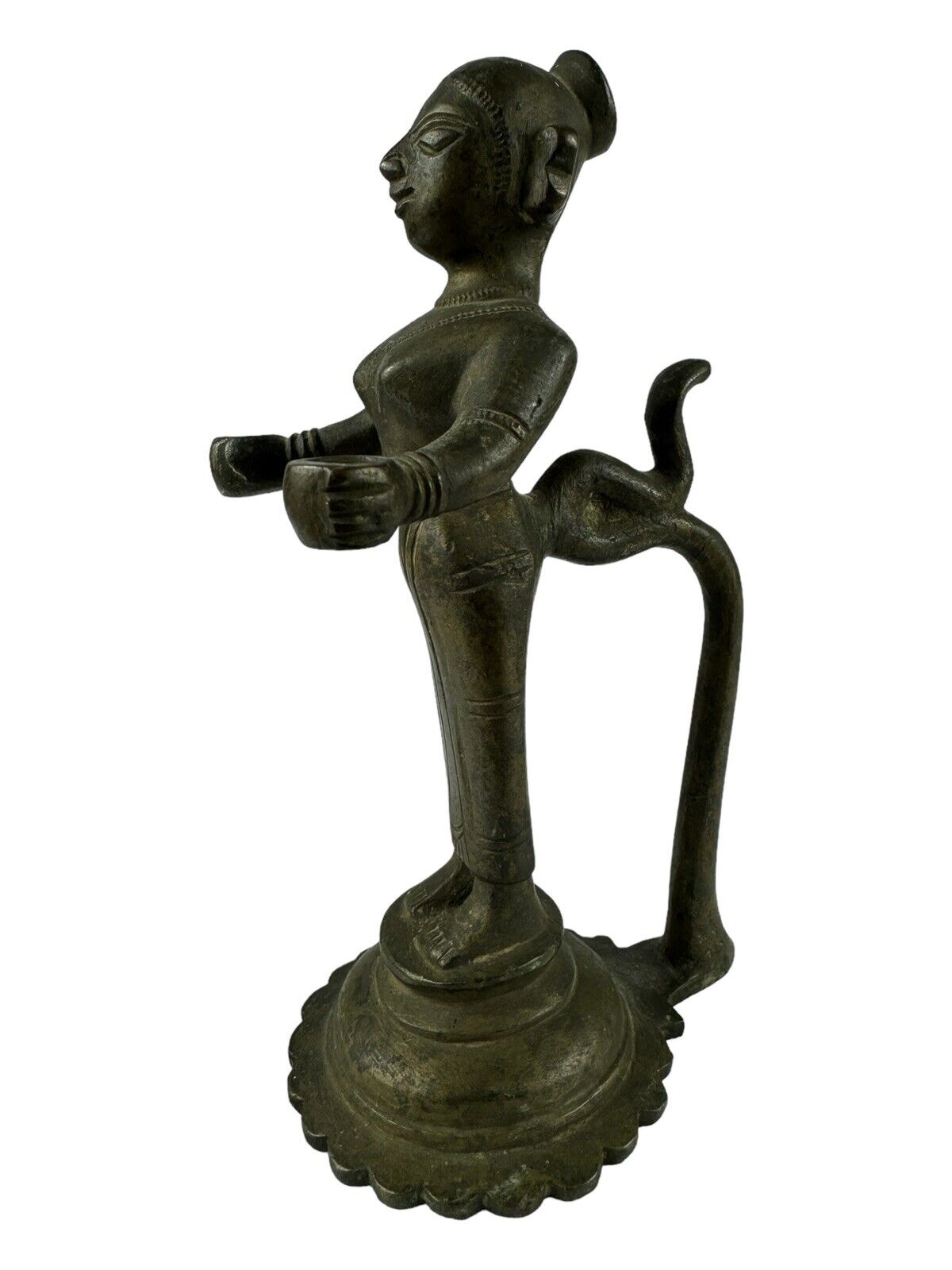 Hindu Vintage Bronze Brass Statue Indian Goddess Parvati Sculpture 7 Inches Tall