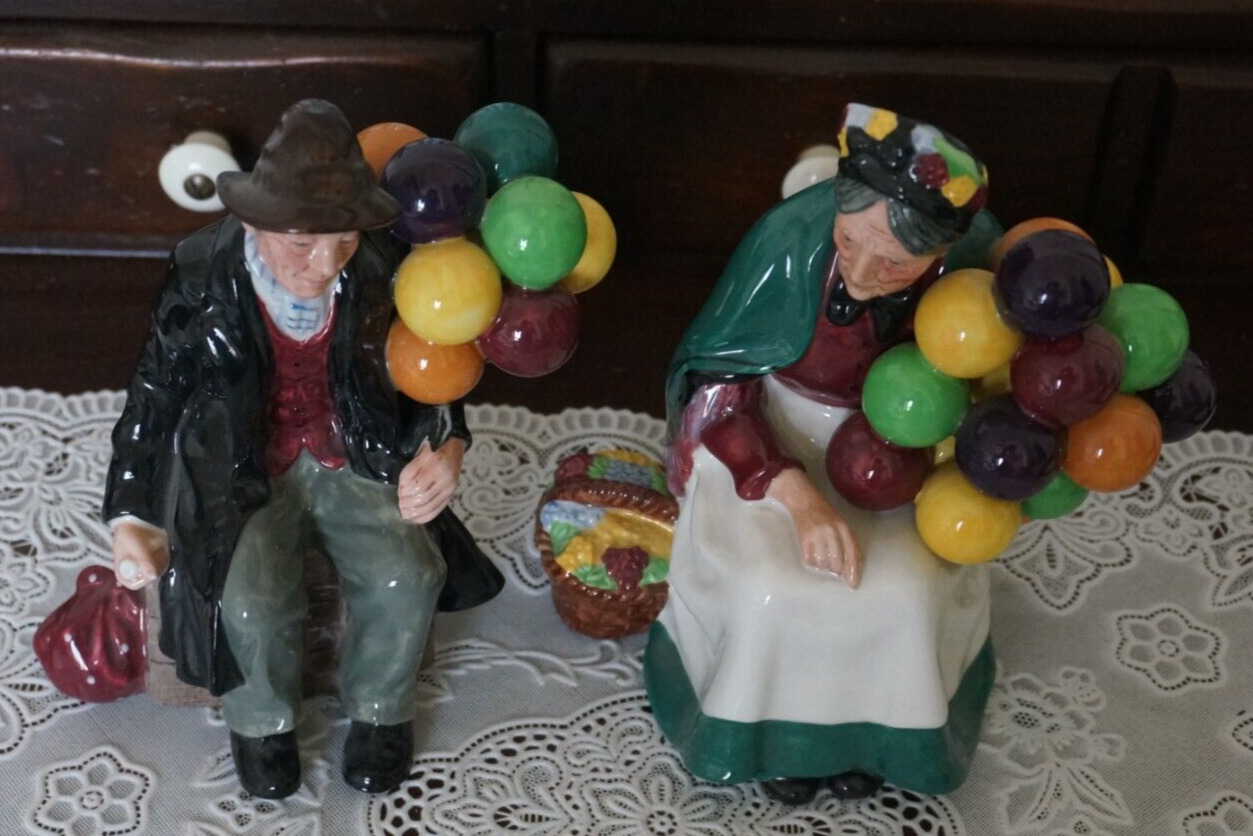 VINAGE Royal Doulton Figurine Balloon Man & Old Balloon Seller HN1954 & HN1315