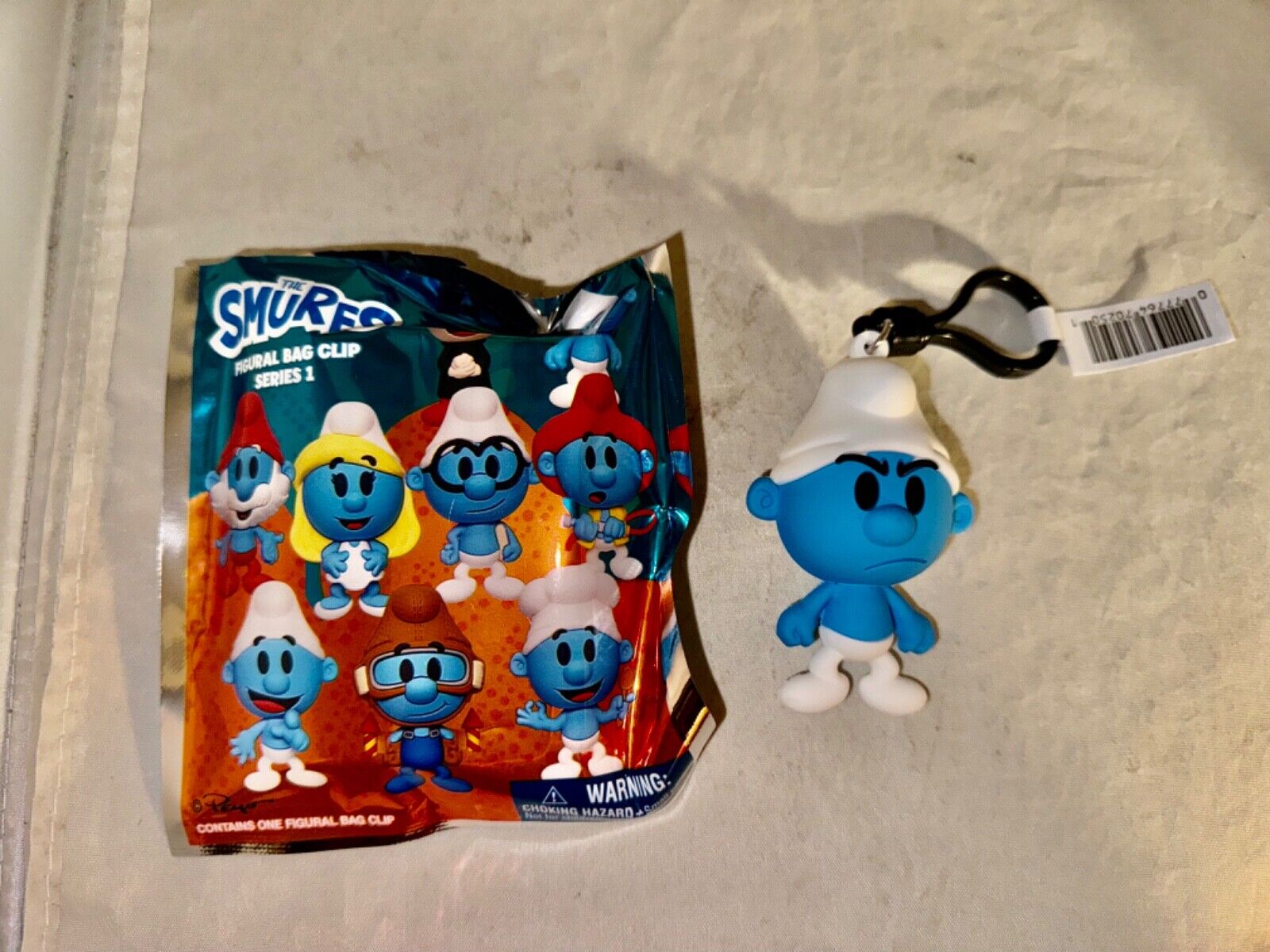 Monogram The Smurfs Grouchy Smurf Figural Foam Bag Clip Keychain
