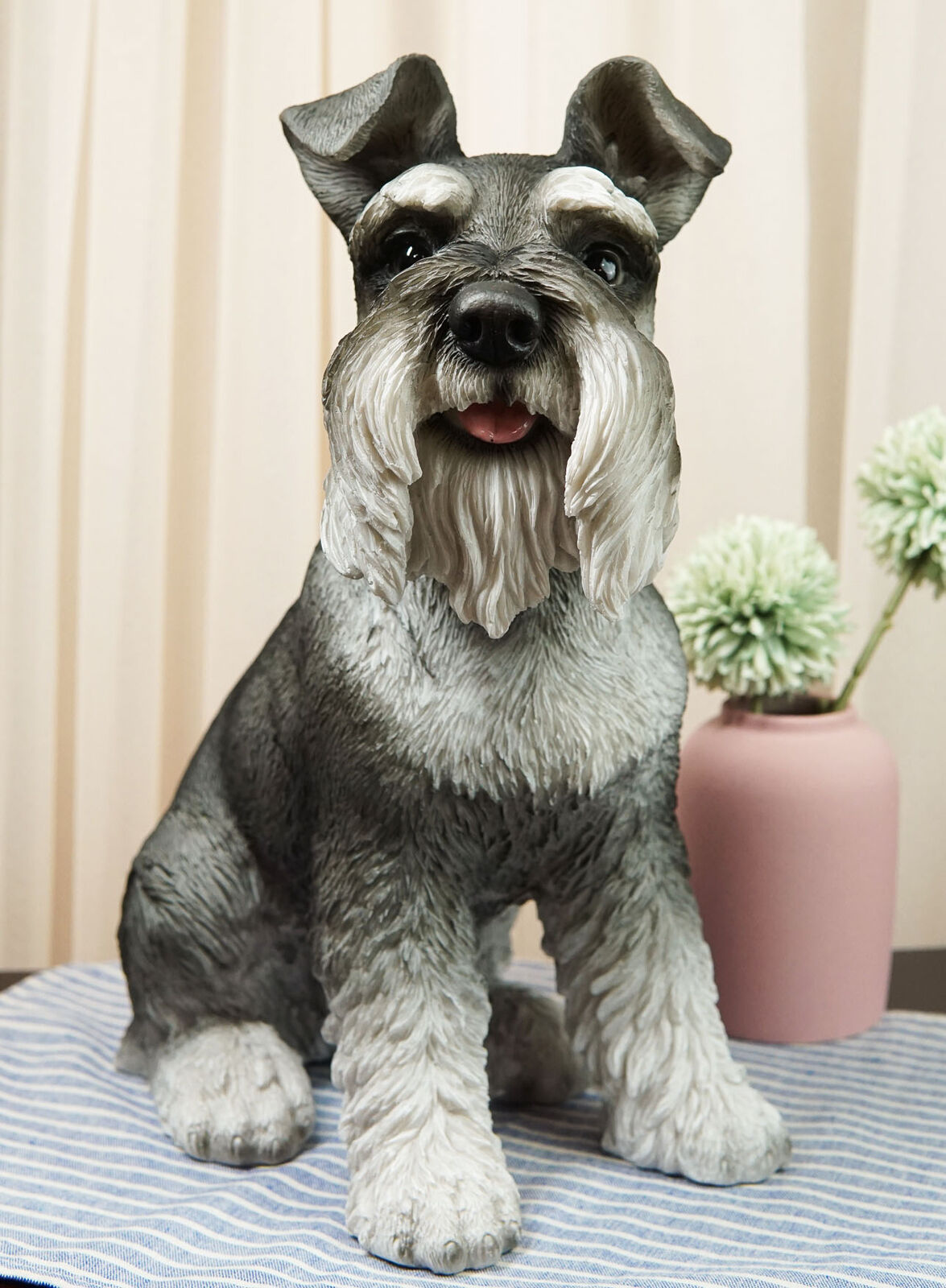 Ebros Large Sitting Realistic Schnauzer Puppy Dog Statue 13\