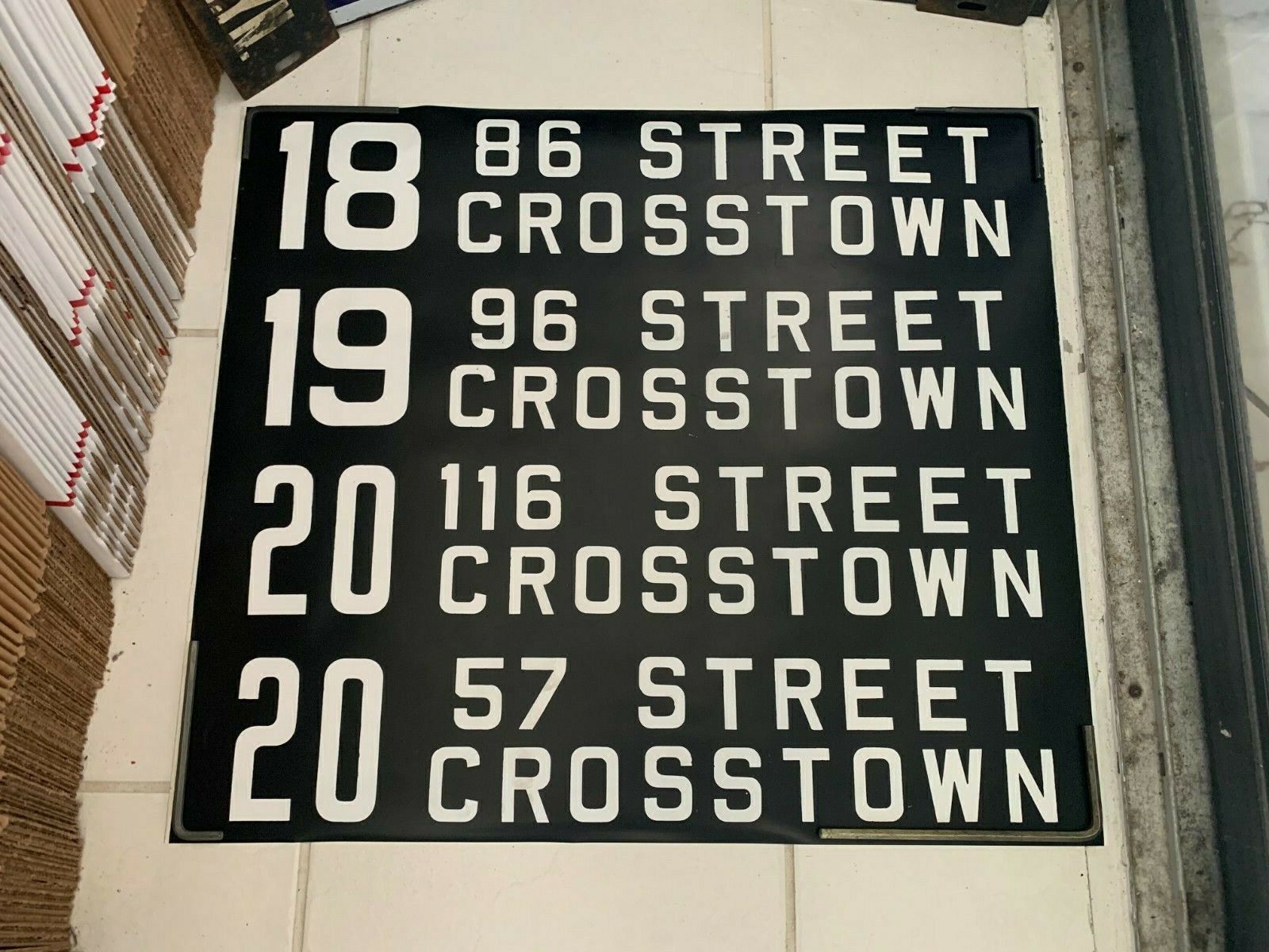 NY NYC BUS SIGN ROLL SIGN 96th 57th 86th 116th STREET CROSSTOWN SPANISH HARLEM 