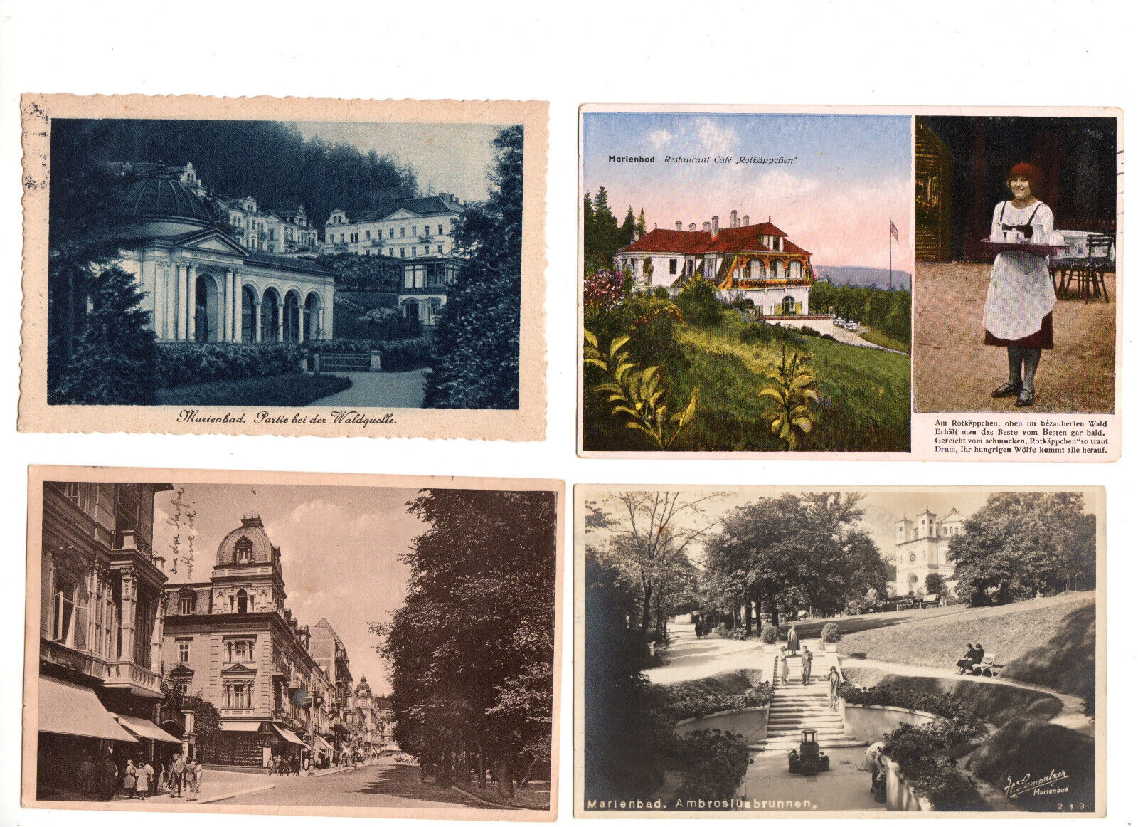 Postcards (Lot of 6): Marienbad, Czechoslavakia - postmarked 1929-1937 w/stamps
