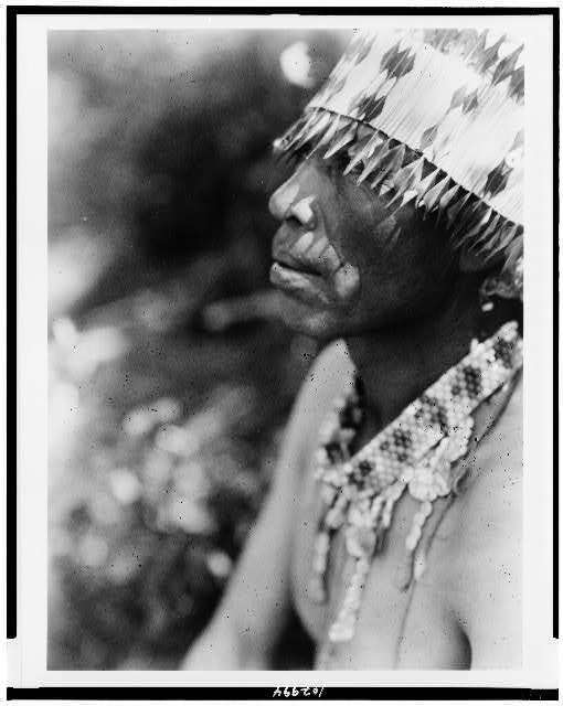 Coast Pomo,feather head-dress,Indian,North American,California,CA,E Curtis,c1924