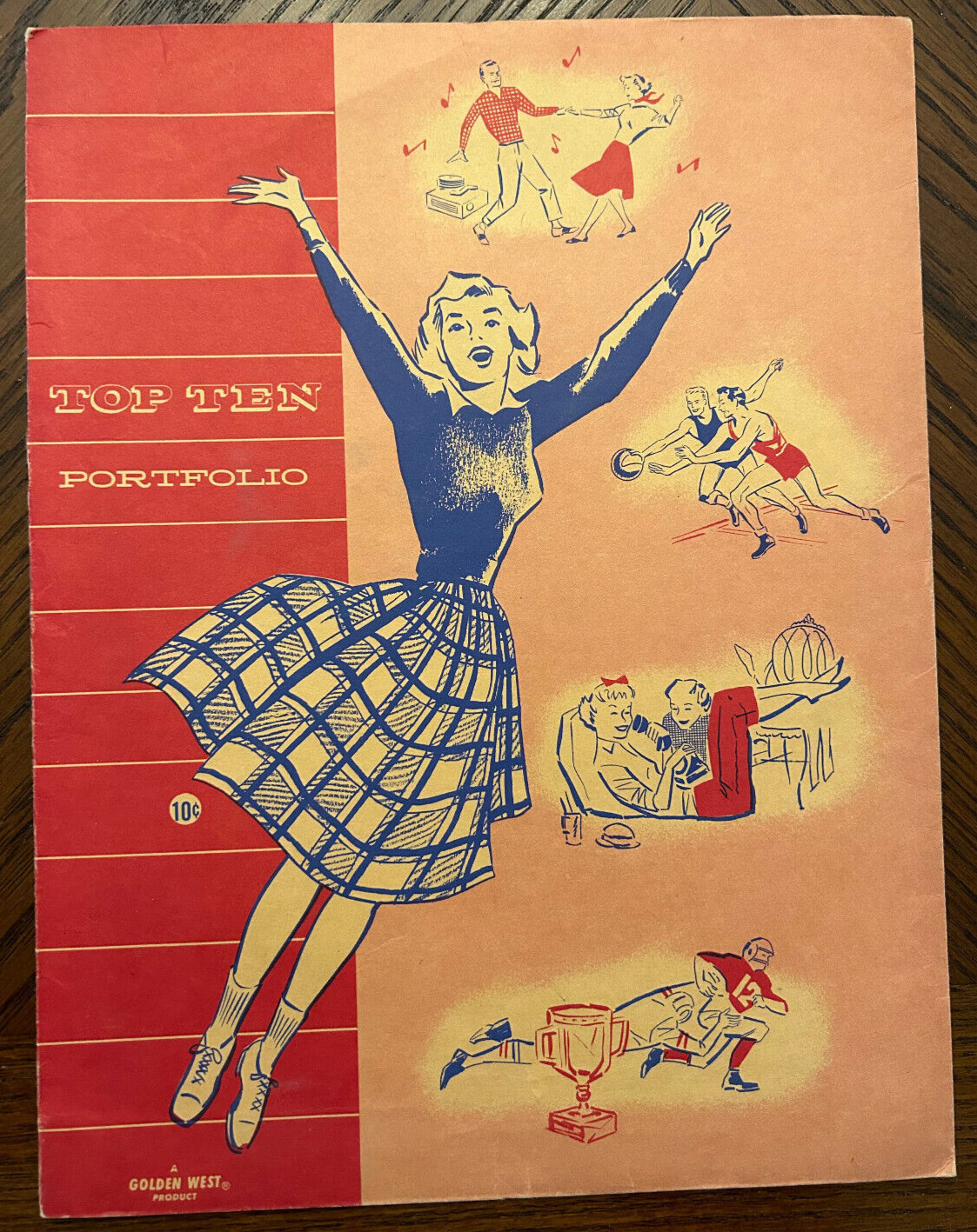 Vintage VERY RARE Top Ten Portfolio School PEE CHEE Folder 1950s GRAPHICS Cheer