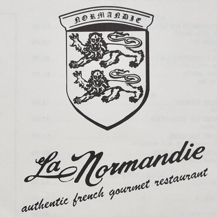 1980s La Normandie Restaurant Menu 2021 East Colonial Drive Orlando Florida