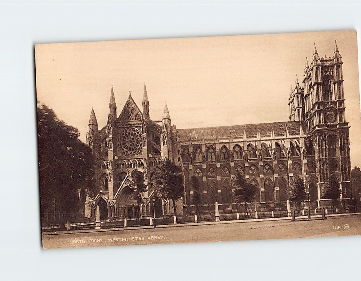 Postcard North Front Westminster Abbey London England United Kingdom Europe
