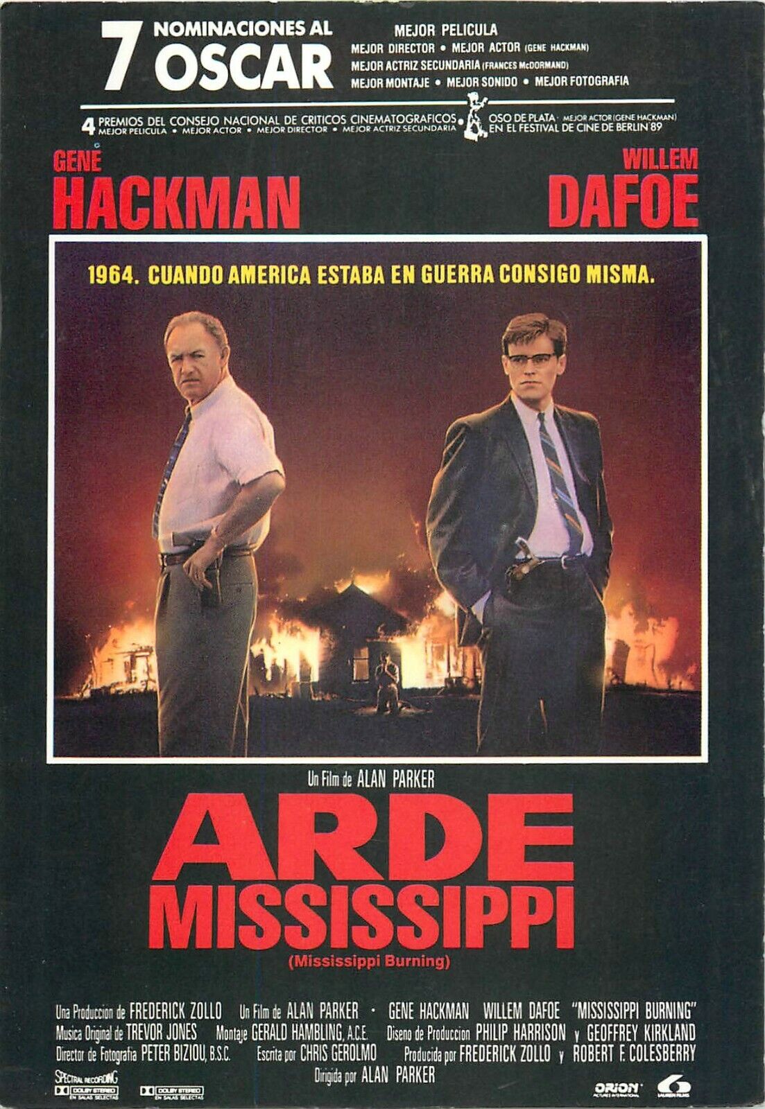 Arde Mississippi Burning Movie Film Poster Postcard Gene Hackman Willem Dafoe