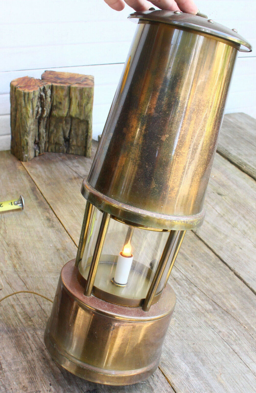 Welsh Miner's Lamp LARGE Unusual Lamp Light Vintage MCM Estate Find Unique OS