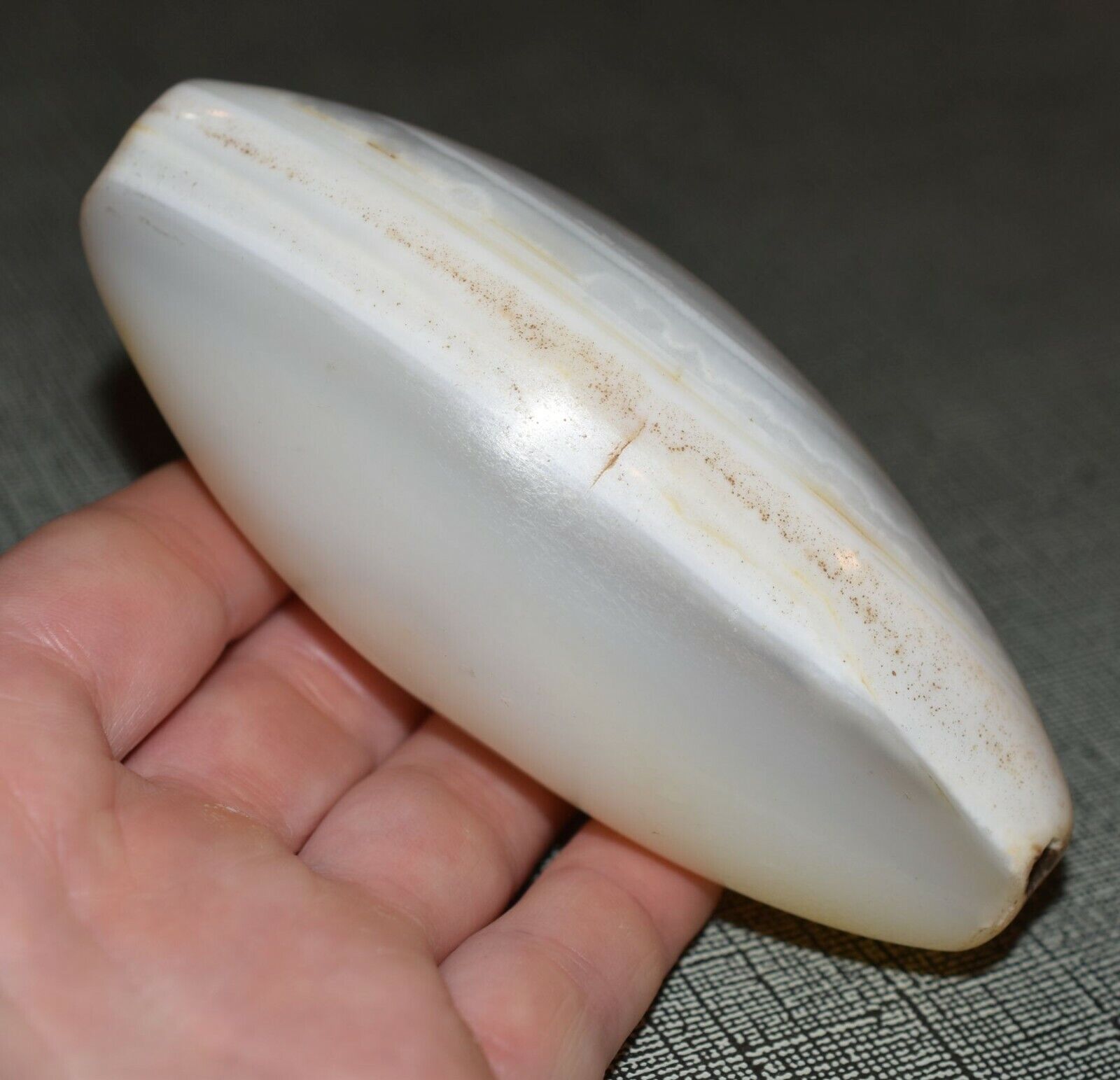 BIG Antique 18th-19th Century White Banded Agate Bead From Nigeria African Trade