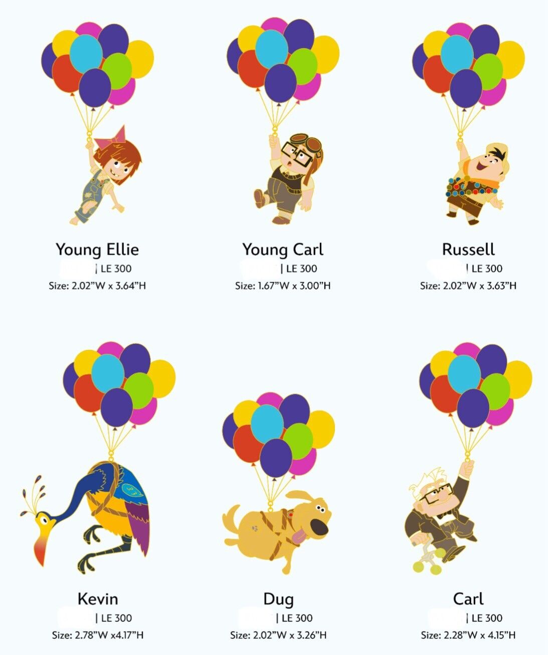 Preorder: Disney WDI MOG Up Pixar Pin Set Of 6 Pins Balloon Kevin Dug LE 300