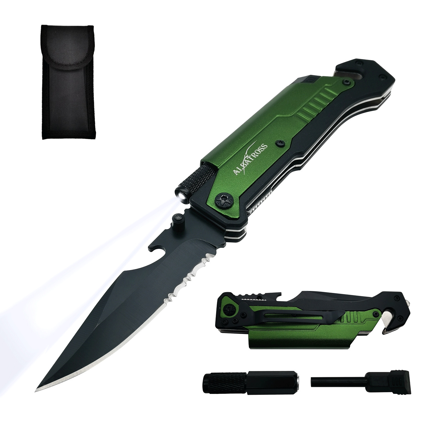 ALBATROSS EDC 6-in-1 Multifunction Survival Tactical Folding Pocket Knife(FK001)