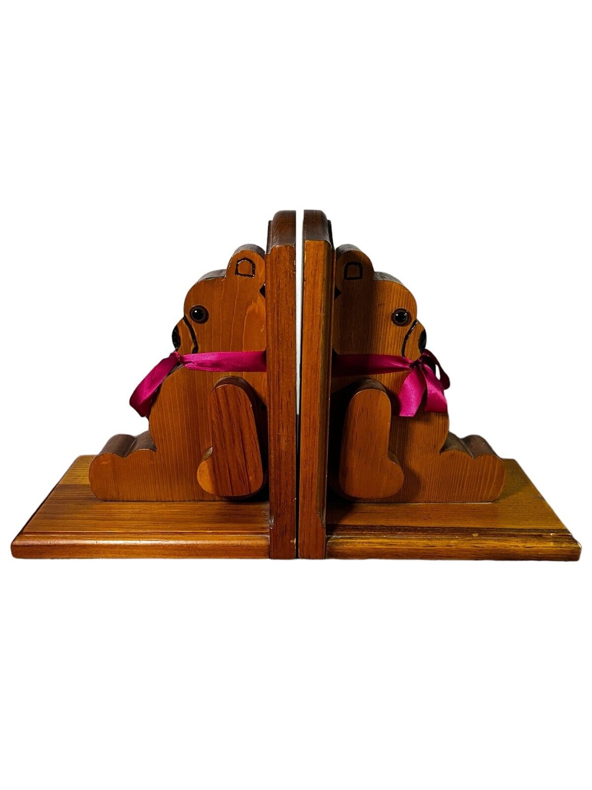 Vintage Country Charms Crafts Wooden Teddy Bear Bookends