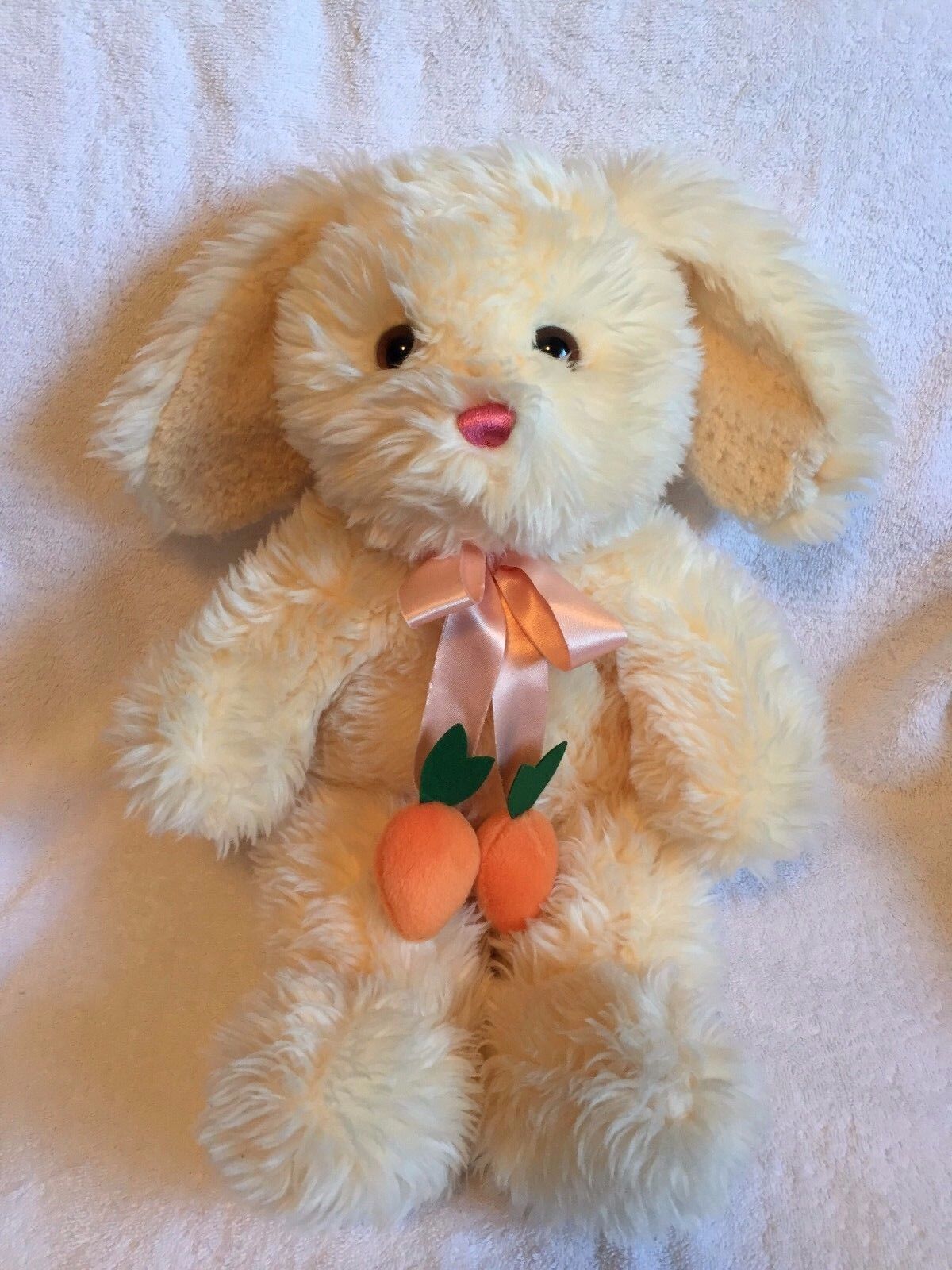 EASTER BUNNY Soft Fluffy Plush Toy Light Peach 17 Inches