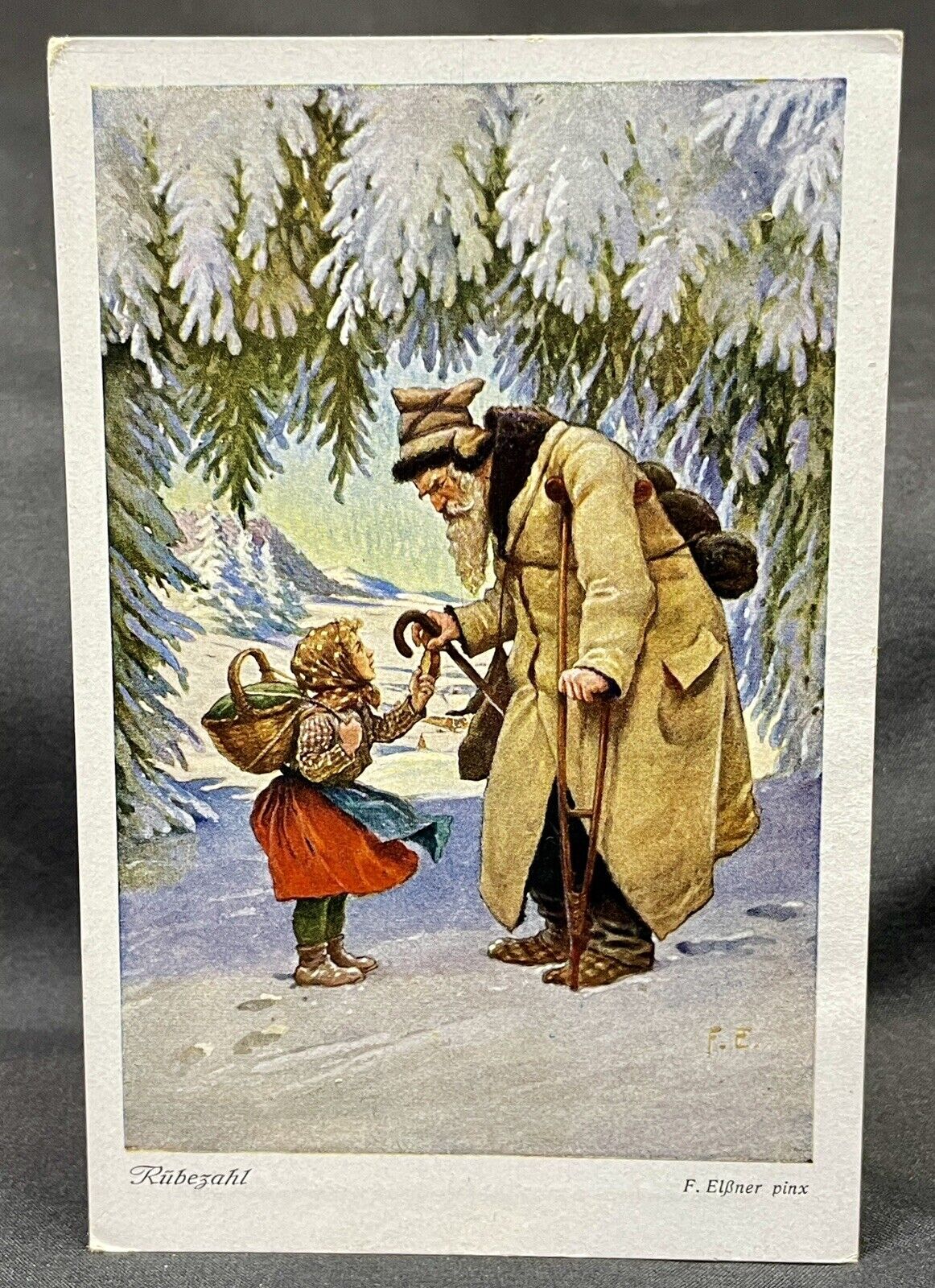 Austrian Artist Franz Elsner | Rübezahl & Little Girl | German Christmas Lore
