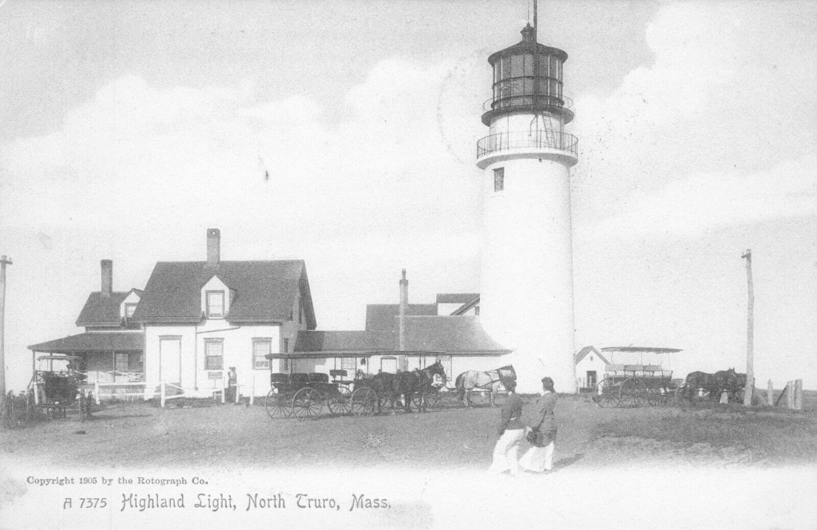 RPPC Postcard NORTH TRURO, MASS. c1905 Highland Light, LIGHTHOUSE undivided back