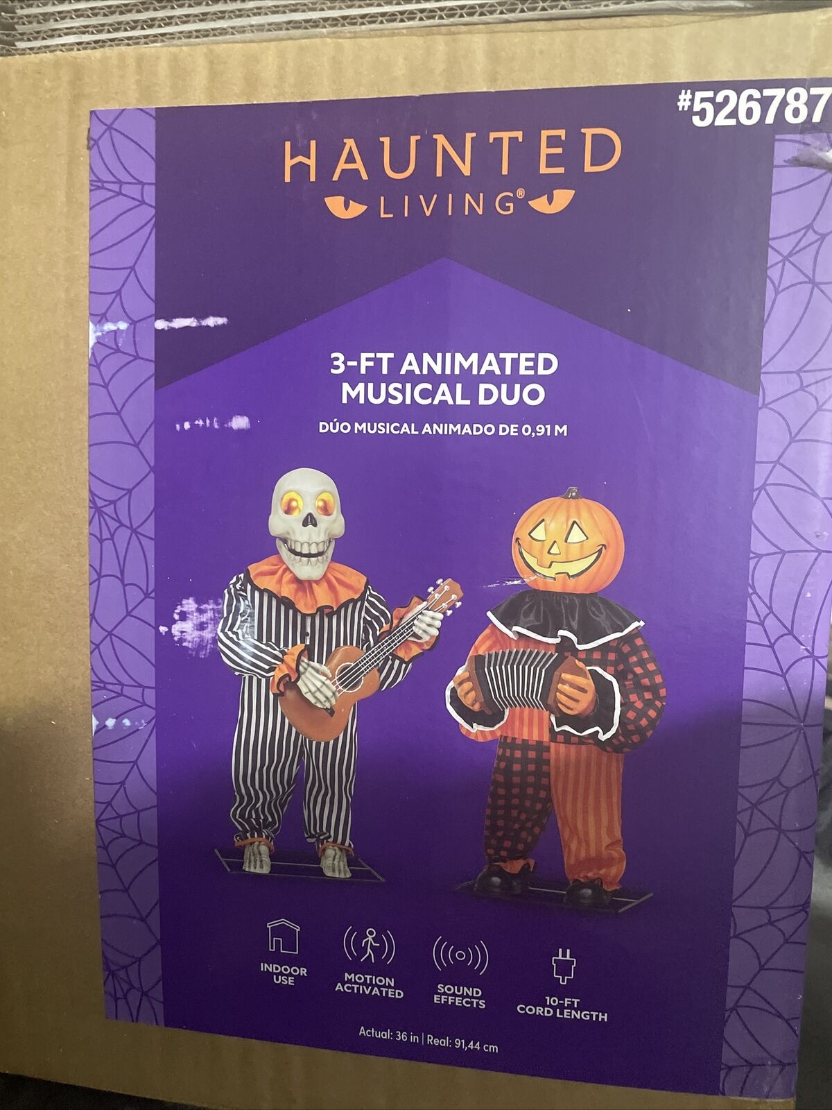 Haunted Living 3\' FT Animated Musical Duo Halloween Decoration Pumpkin Skeleton