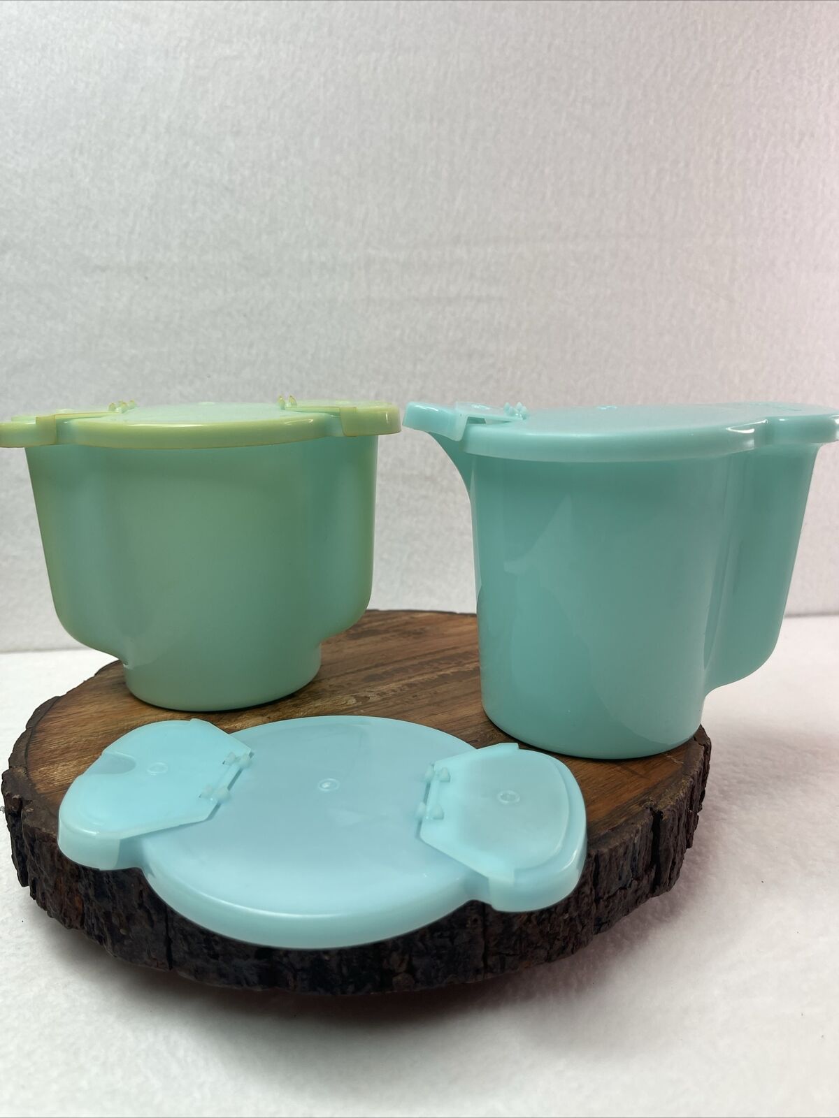 Vintage Blue Tupperware Sugar 577-10 and Creamer 574-12 Made in USA
