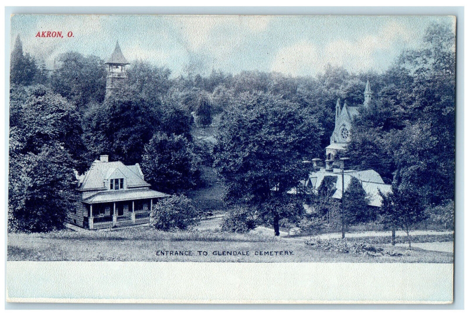 c1910 Entrance to Glendale Cemetery Akron Ohio OH Antique Unposted Postcard