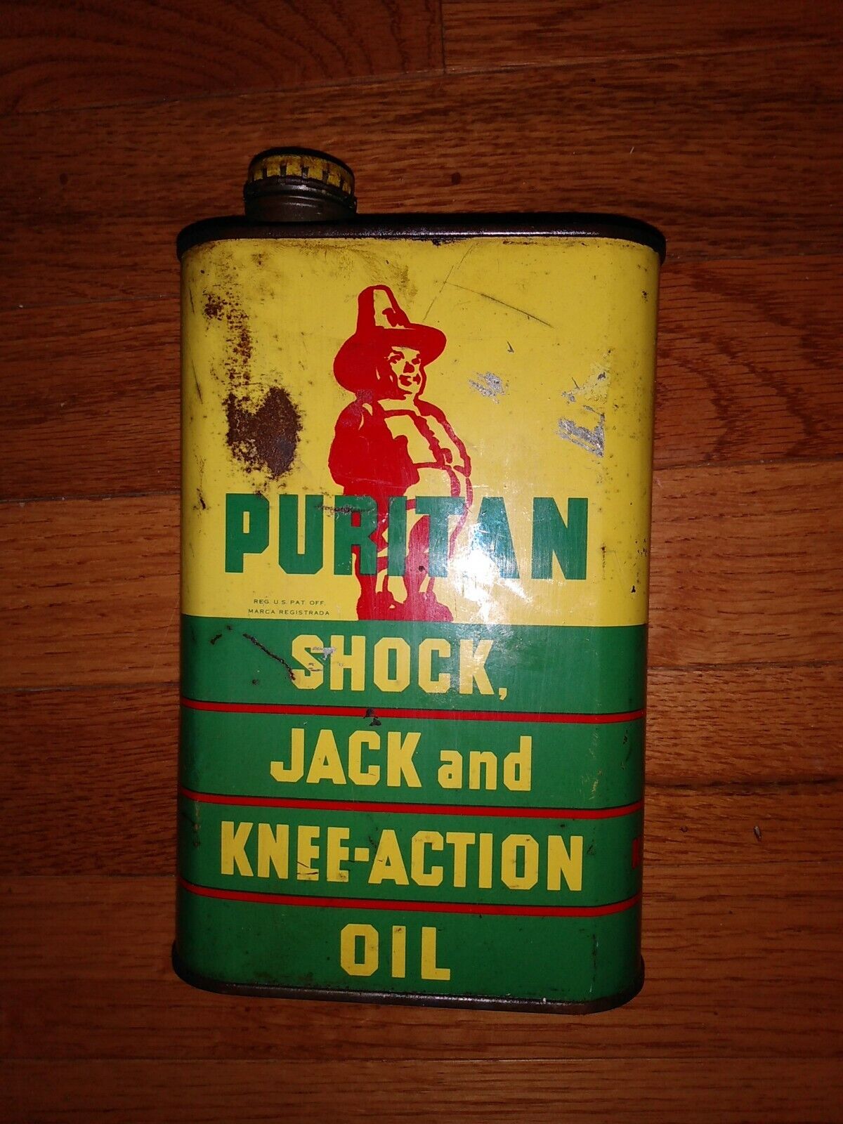 Puritan shock and jack oil 32 oz tin quart can man cave classic car display item