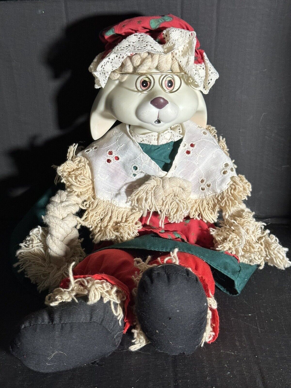 VTG Hip & Hop Grannie Flo Bunny Porcelain Rag Doll House of Lloyd Christmas D12