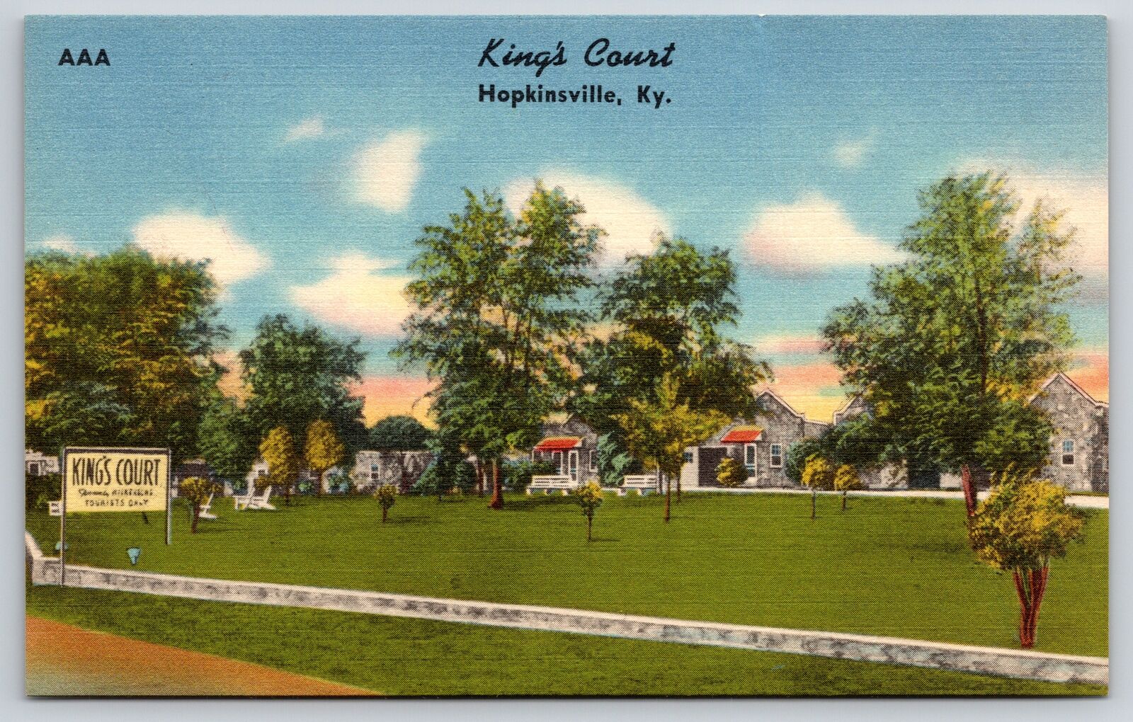 Hopkinsville Kentucky~Kings Court Roadside Motel Street View~Vtg Linen Postcard