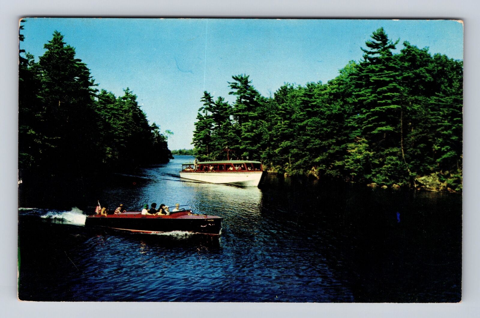 Lake George NY-New York, Adirondacks River, Antique, Vintage Souvenir Postcard