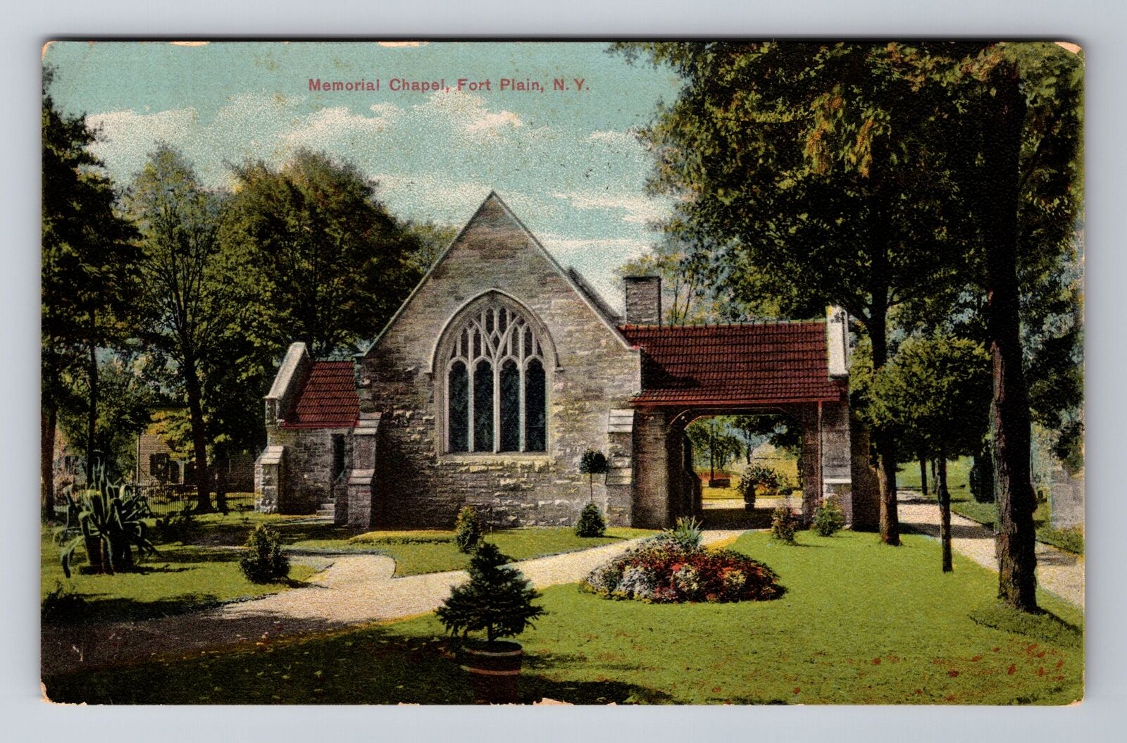 Fort Plain NY-New York, Memorial Chapel, Antique c1914 Vintage Souvenir Postcard