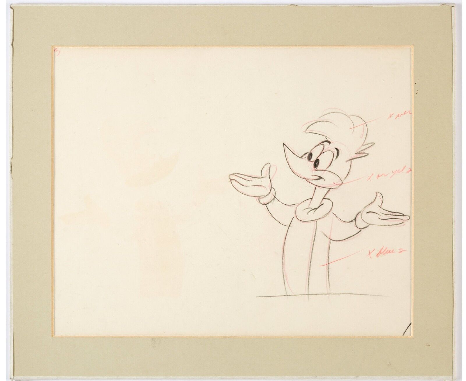 Woody Woodpecker Animation Drawing (Walter Lantz, c. 1960s-70s).