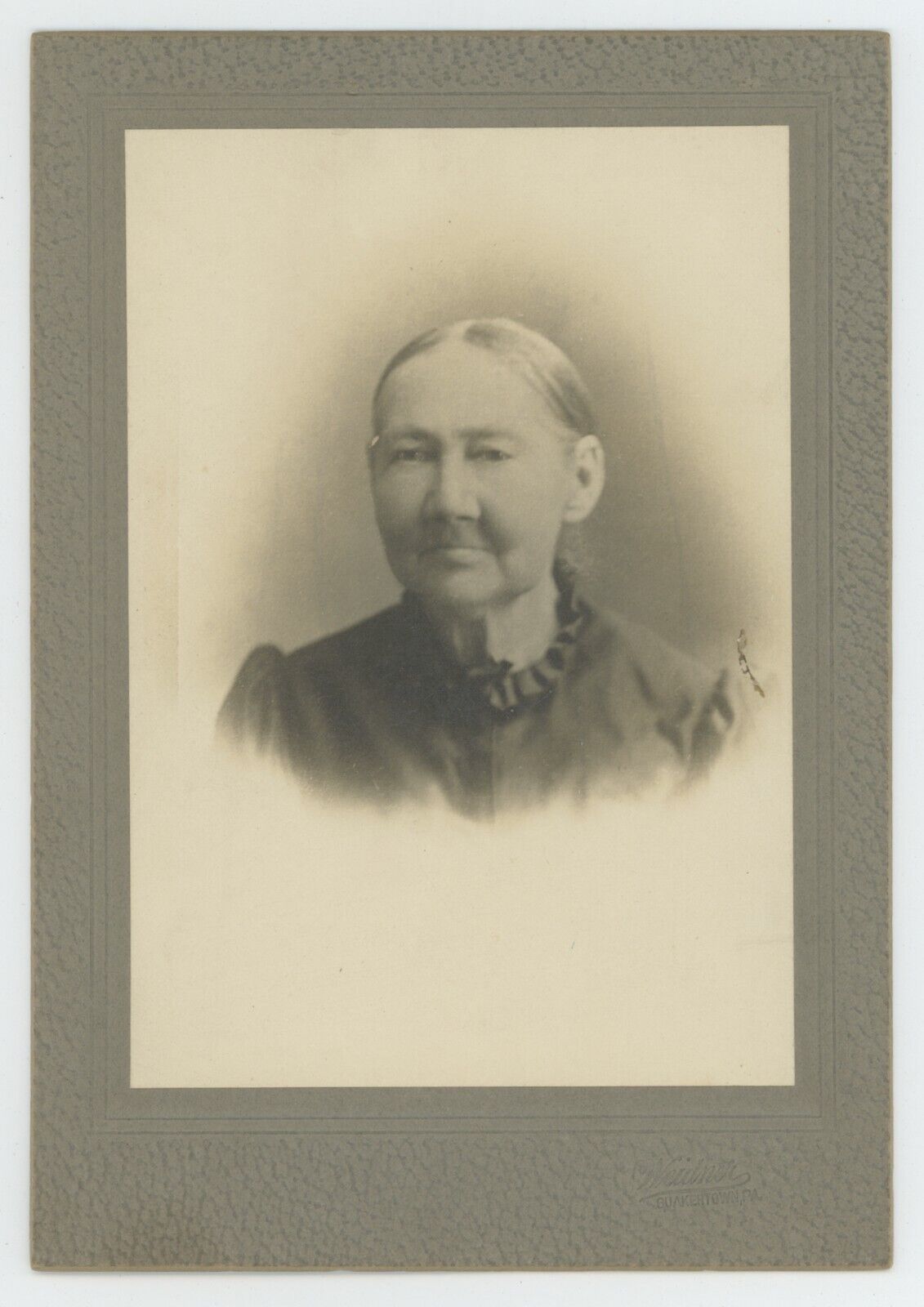 Antique Circa 1880s Large 5x7 in Cabinet Card Lovely Older Woman Quakertown, PA
