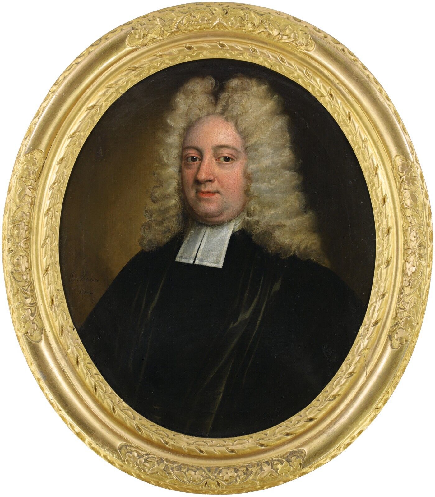 Portrait of Clergyman Antique Oil Painting by John Verelst (Dutch, 1648-1734)