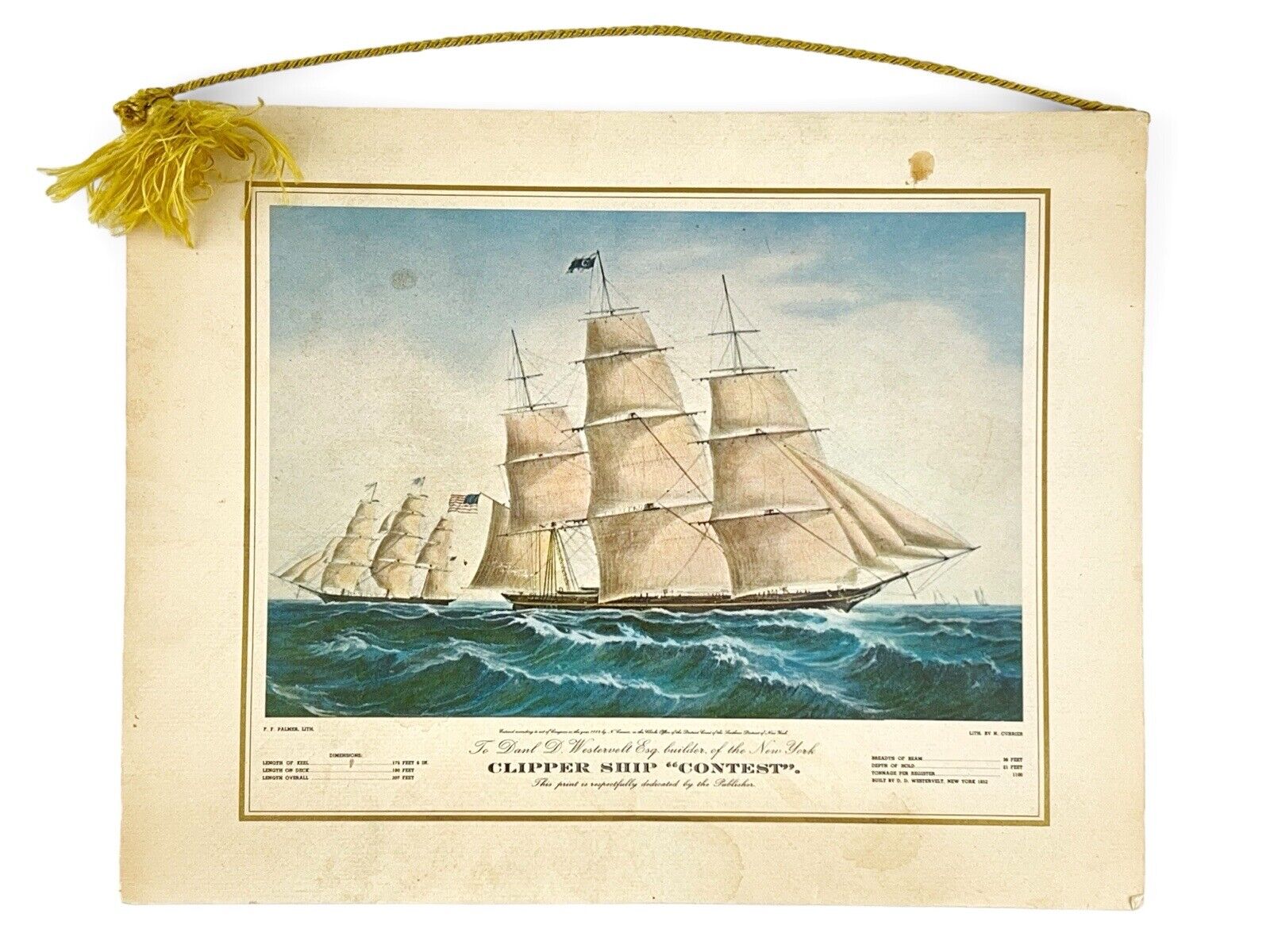 Pan Am The President Special Menu. Litho of Clipper Ship, \