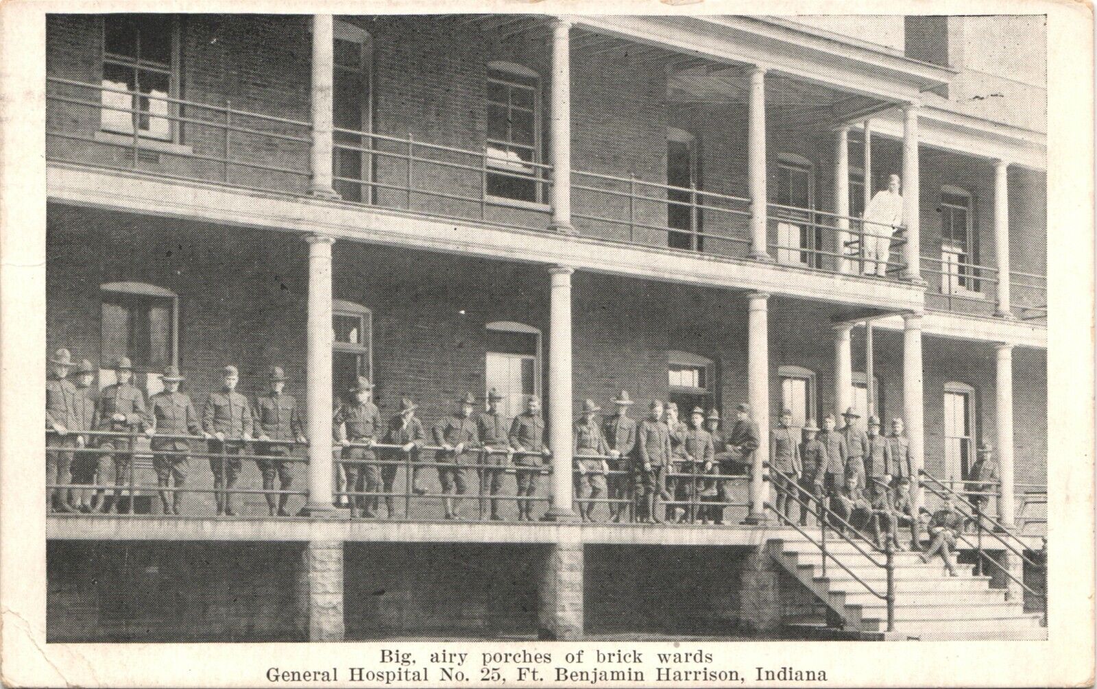 FT BENJAMIN HARRISON GENERAL HOSPITAL antique postcard INDIANA IN WW1 SOLDIERS