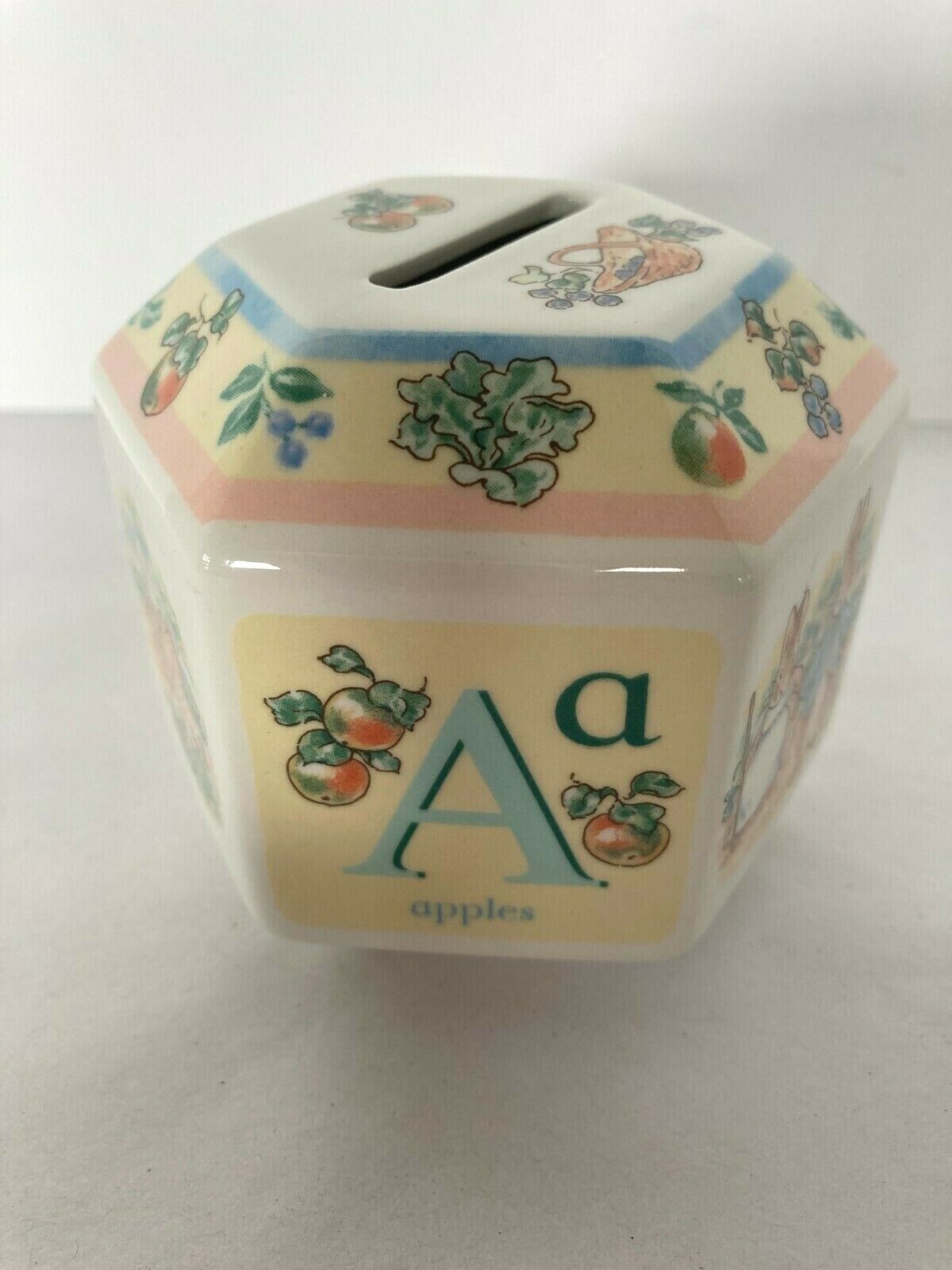 Wedgwood Peter Rabbit Coin Bank Learning ABC Gardening Apples Berries Cabbages
