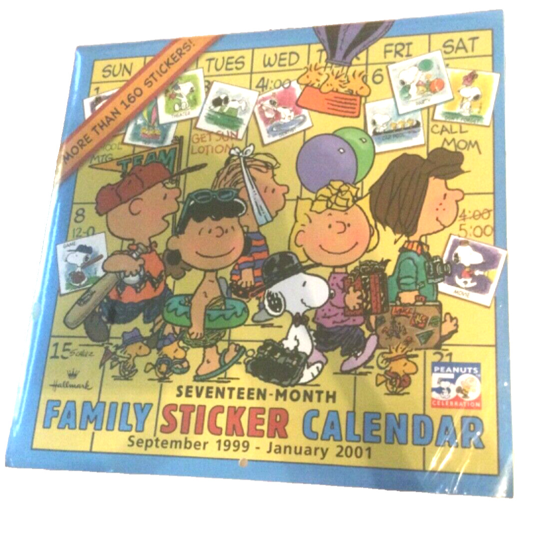 Peanuts Family Sticker Calendar Vintage September 1999 - January 2001