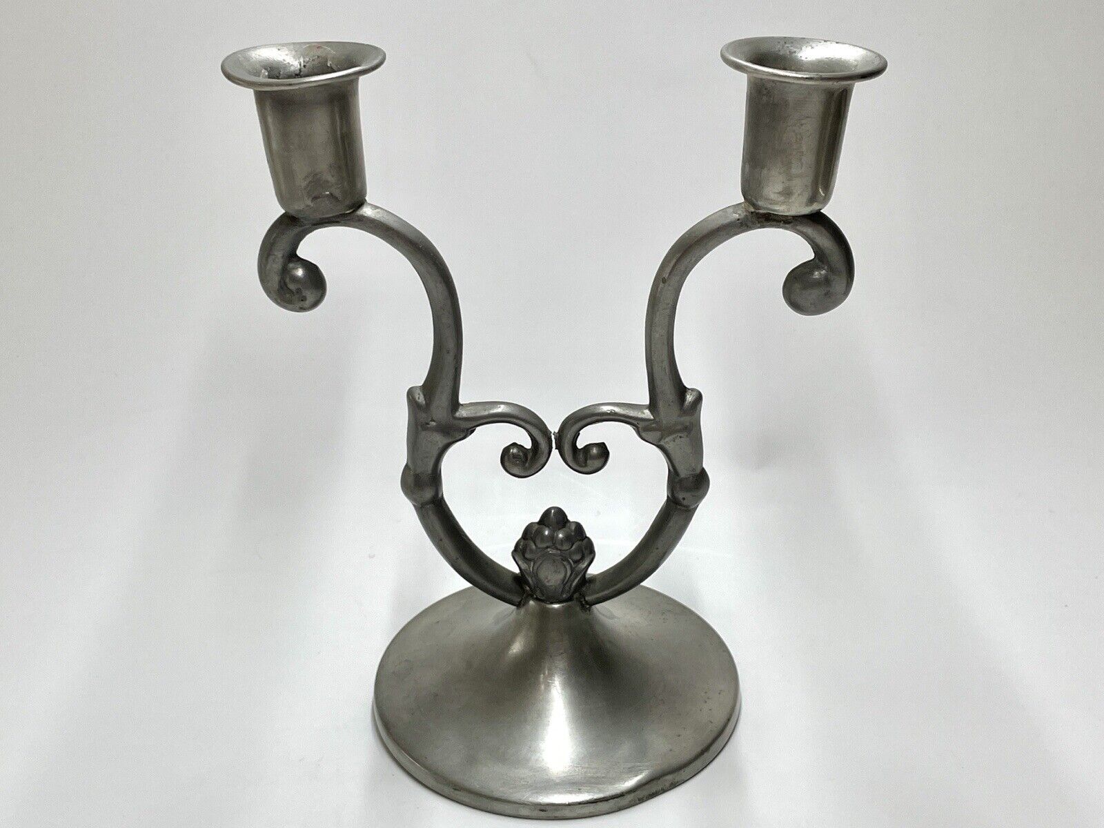 Ornate Vintage Pewter Candlestick Unknown Maker