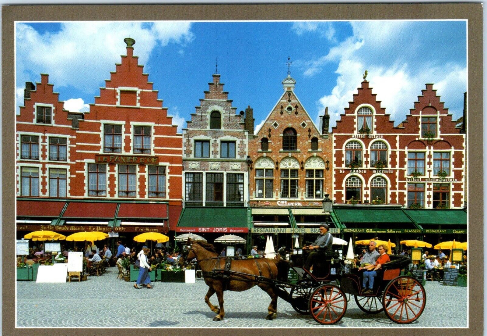 The Market Square, Horse and Buggy Ride Bruges, Belgium Postcard