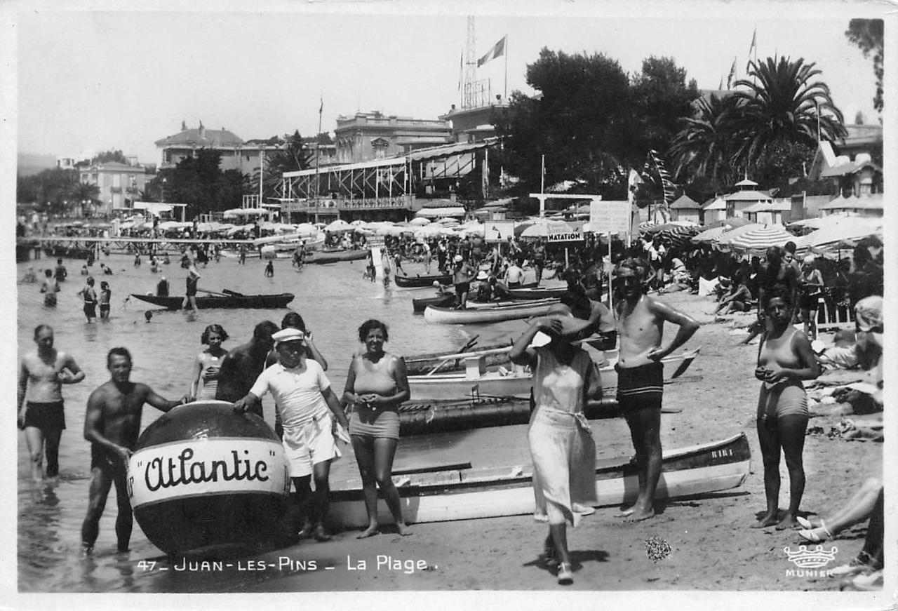 RPPC Juan-les-Pins - La Plage French Riviera Beach c1920s Photo Vintage Postcard