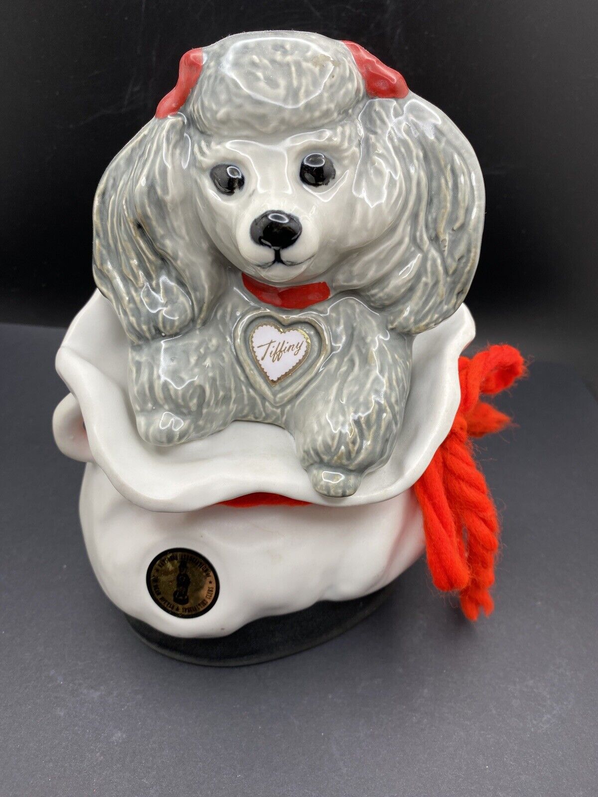 Jim Beam 1973 Decanter TIFFINY Poodle Empty Porcelain Decanter “100 Year Old”