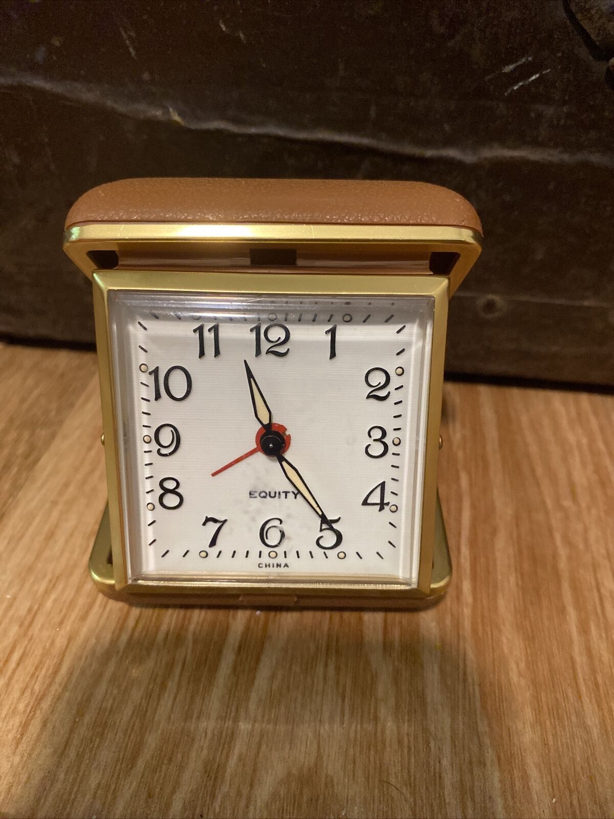 Vintage Equity Gold Vintage Travel Alarm with Built In Case Watch