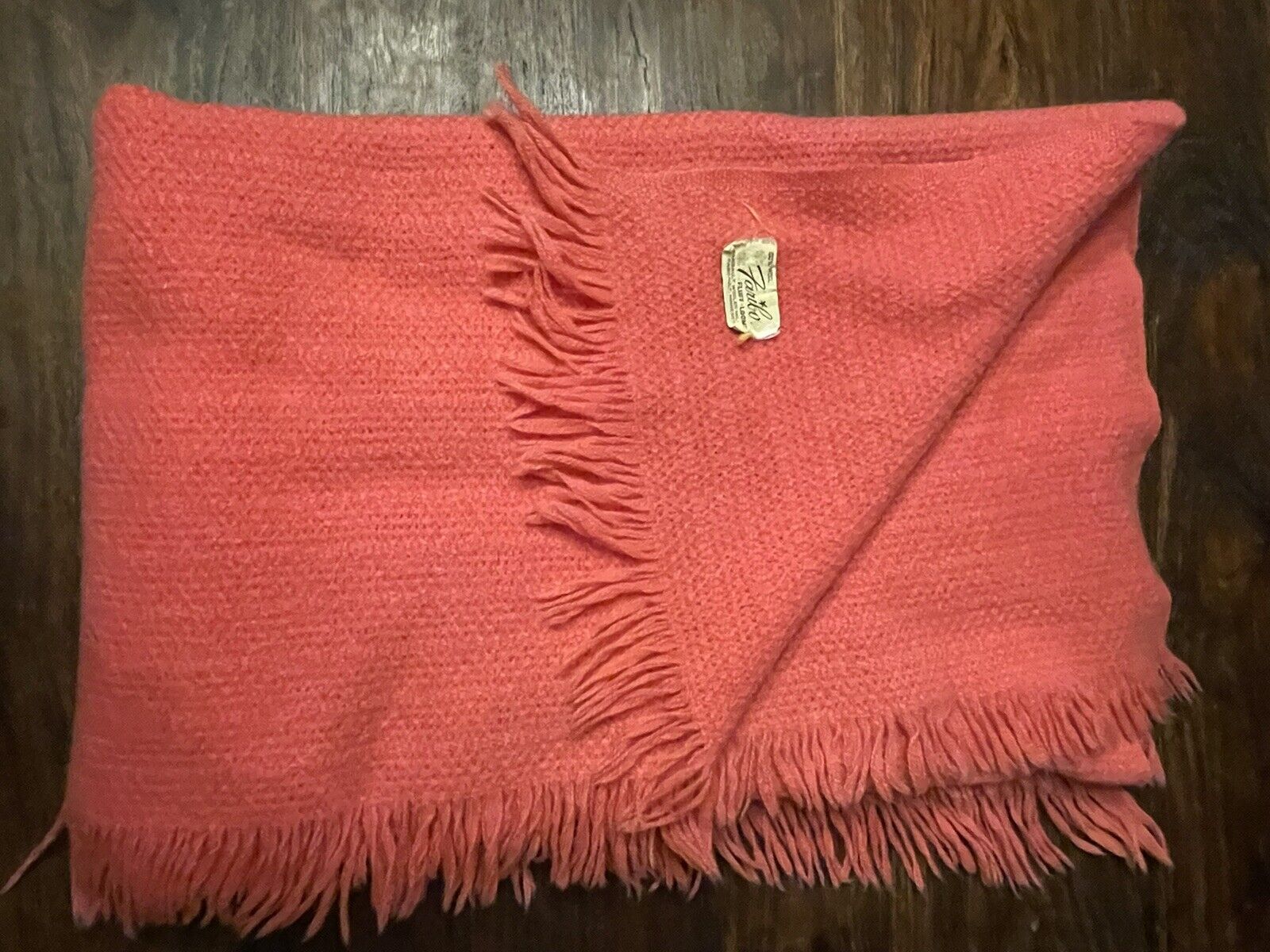 Vintage Faribo Woolen Mill Co Blanket or Throw Pink Fluff Minnesota made in USA