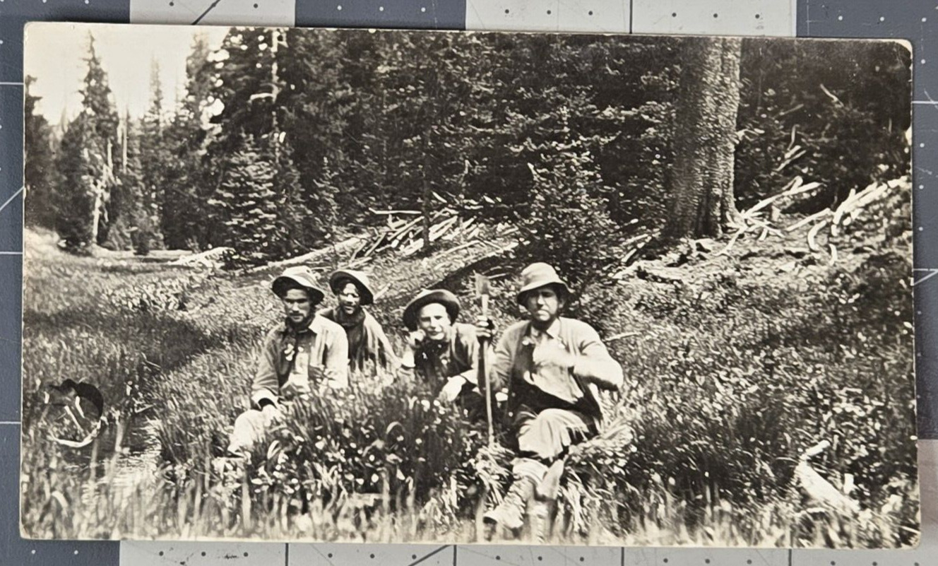 Vintage 1912 Wenatchee Mountain Men B&W RPPC Velox Postcard - Trimmed