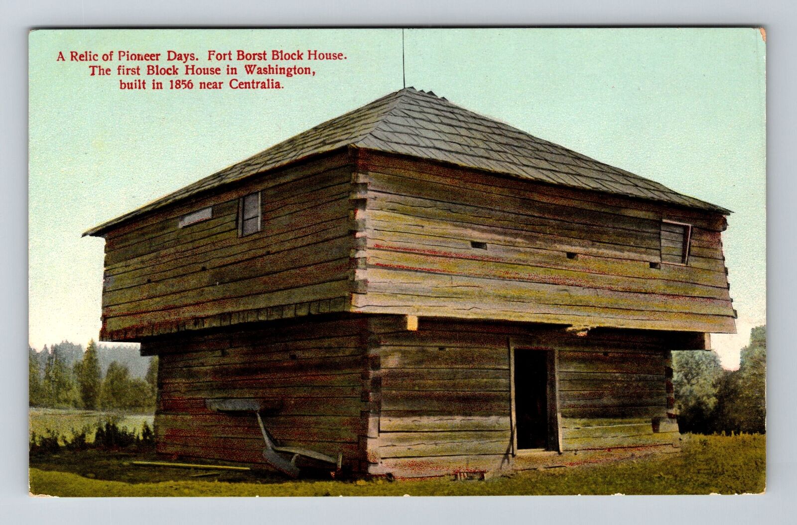 Centralia WA-Washington, Block House Fort Borst, Vintage Postcard